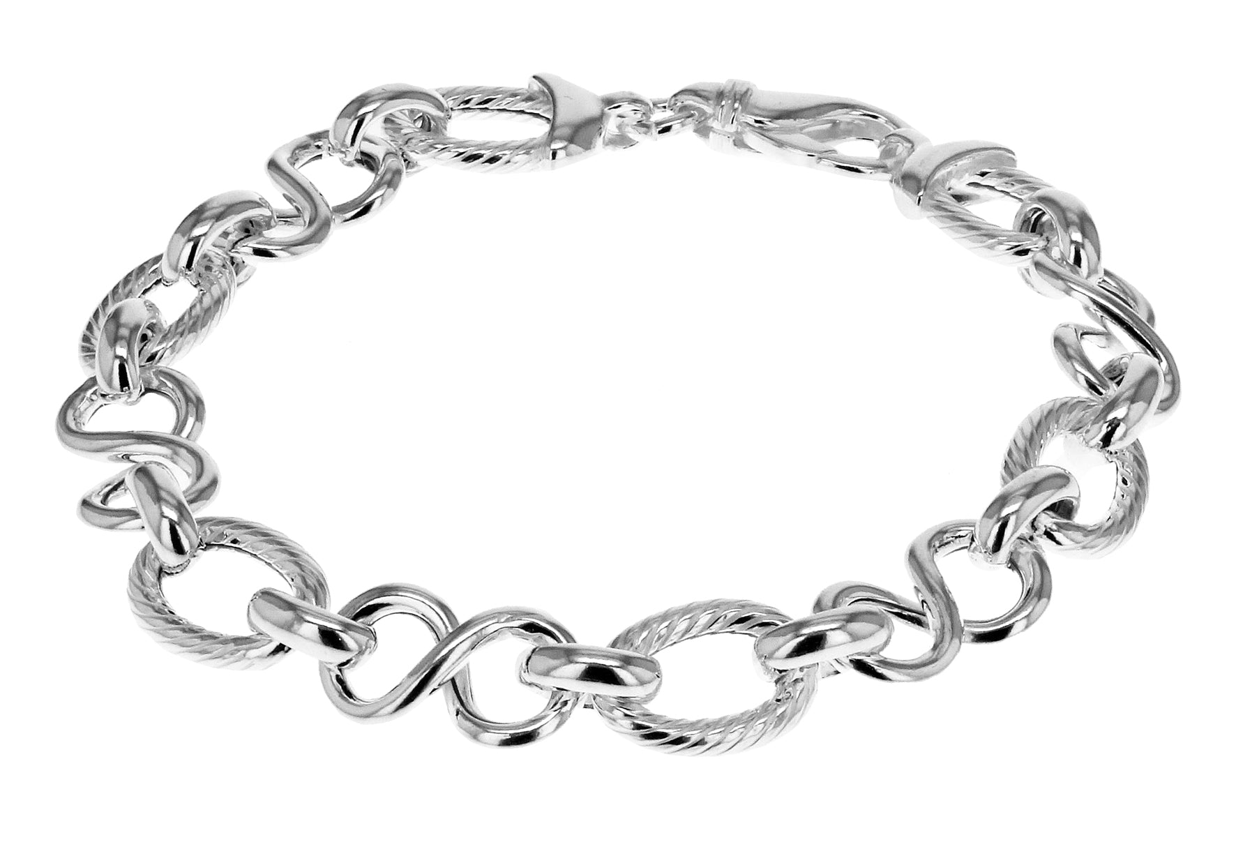 Sterling Silver Figure 8 Textured Belcher Bracelet 20m/8"9
