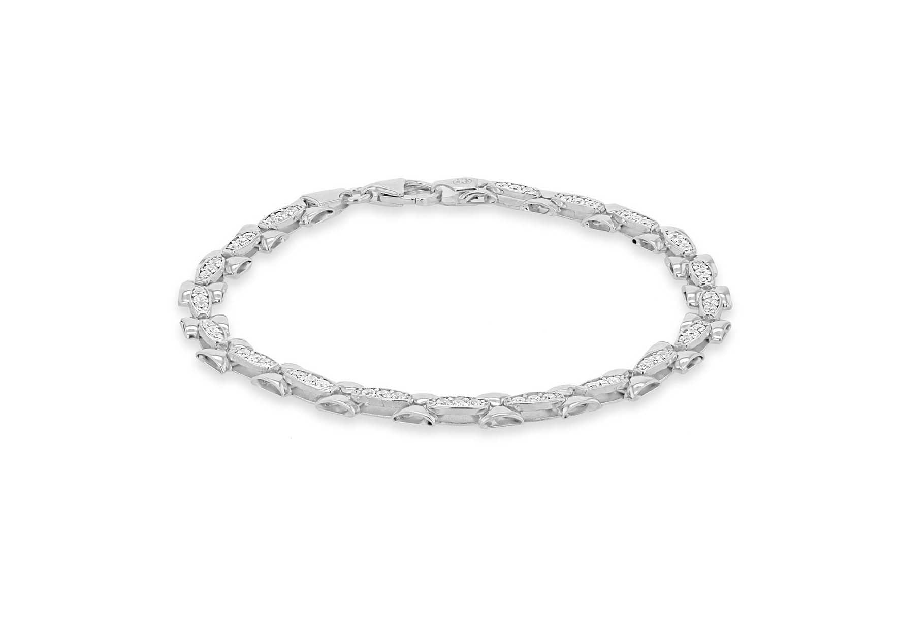Sterling Silver Zirconia 5.3mm Panther-Style Bracelet 19m/7.5"9