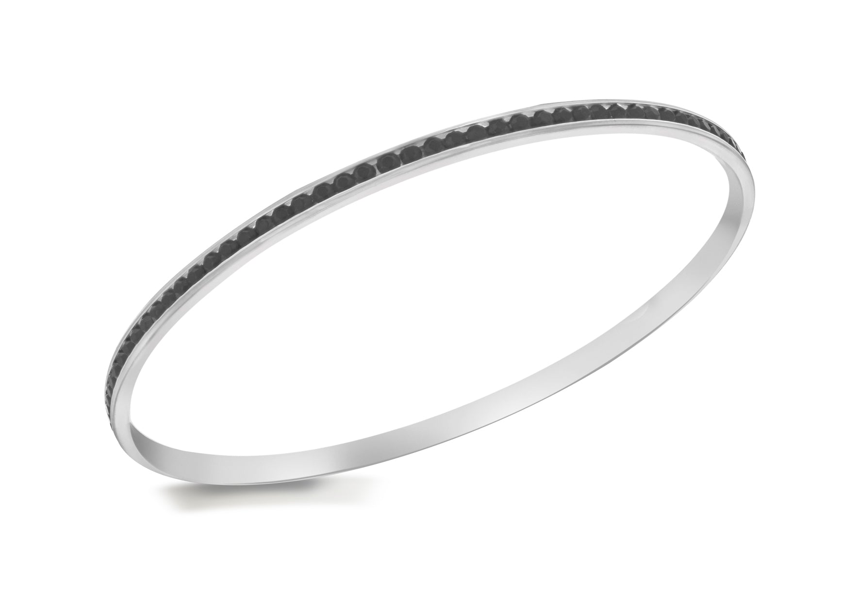 Sterling Silver Black Crystal Bangle