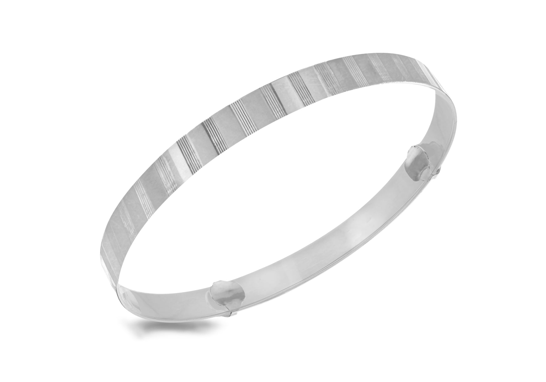 Sterling Silver Engraved Adjustable Stripe Bangle