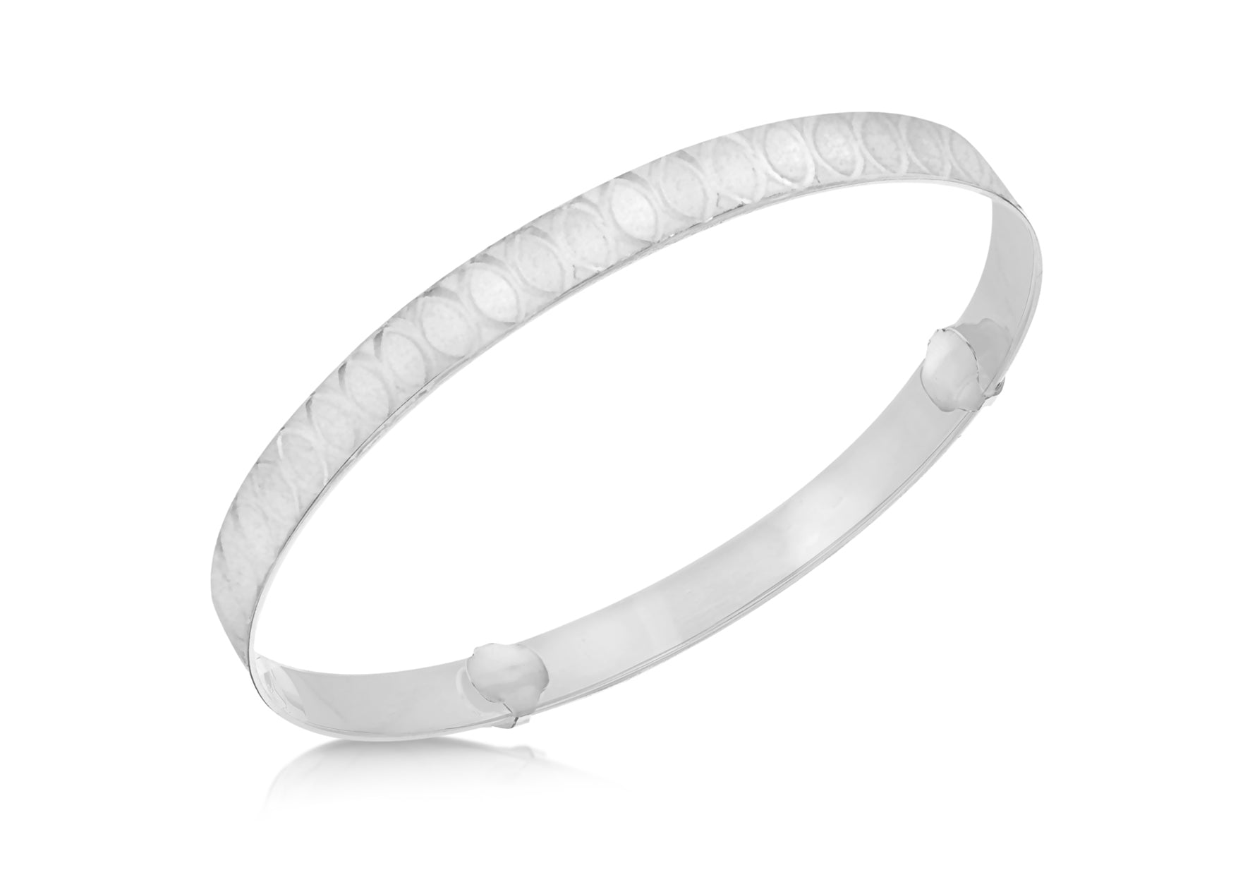 Sterling Silver 6mm Engraved Adjustable Oval Bangle