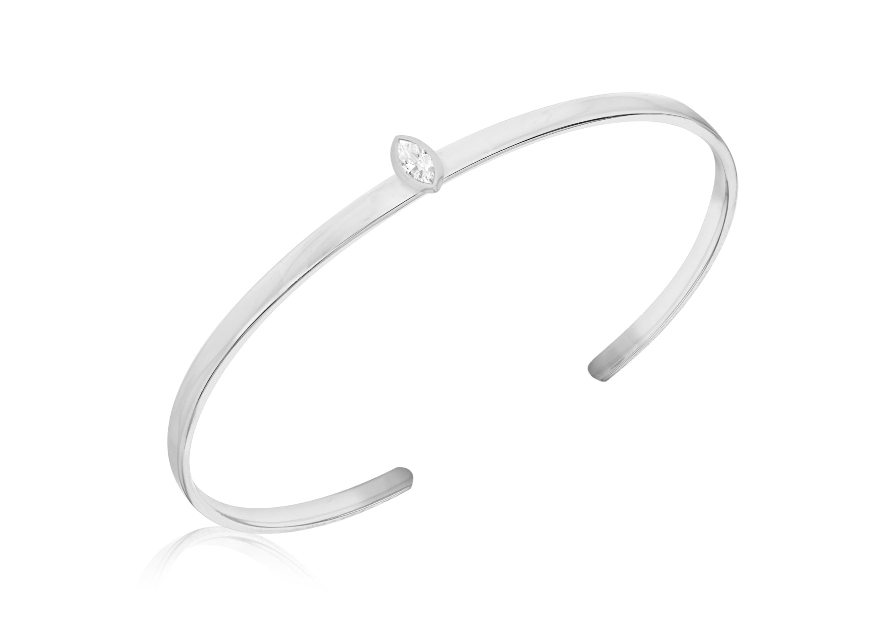 Sterling Silver Marquise Zirconia Torque Bangle