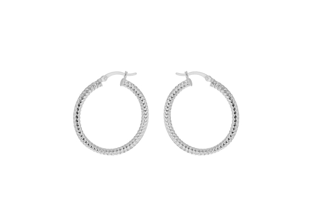 Sterling Silver 30mm Diamond Cut Hoop Creole Earrings