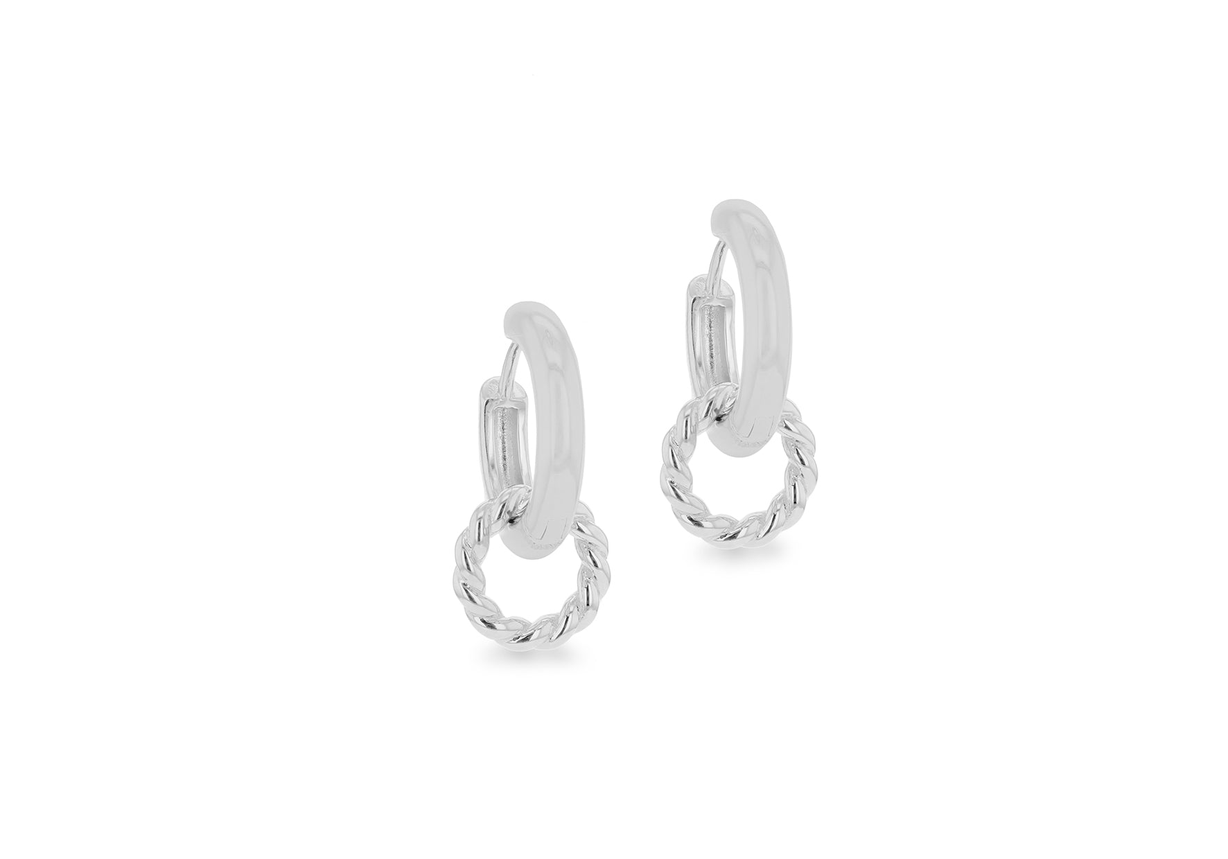 Sterling Silver Interlocked Double Hoop Earrings