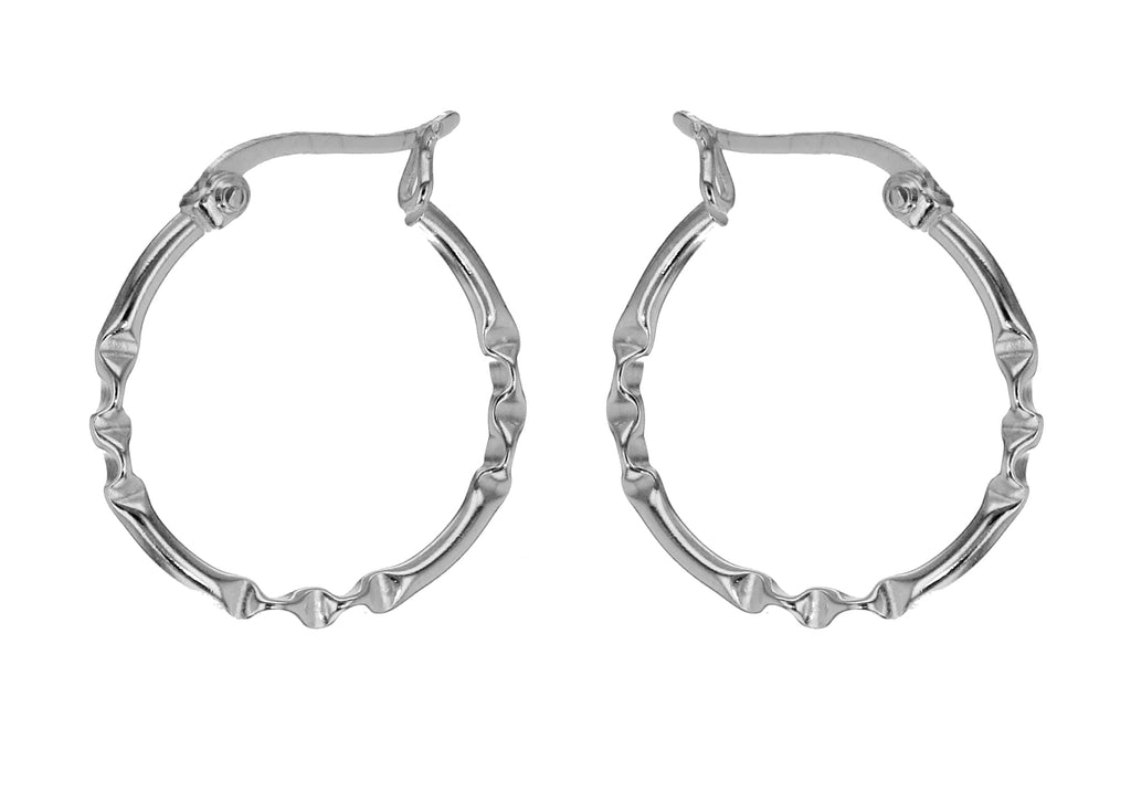 Sterling Silver 20mm Twist Pattern Creole Earrings