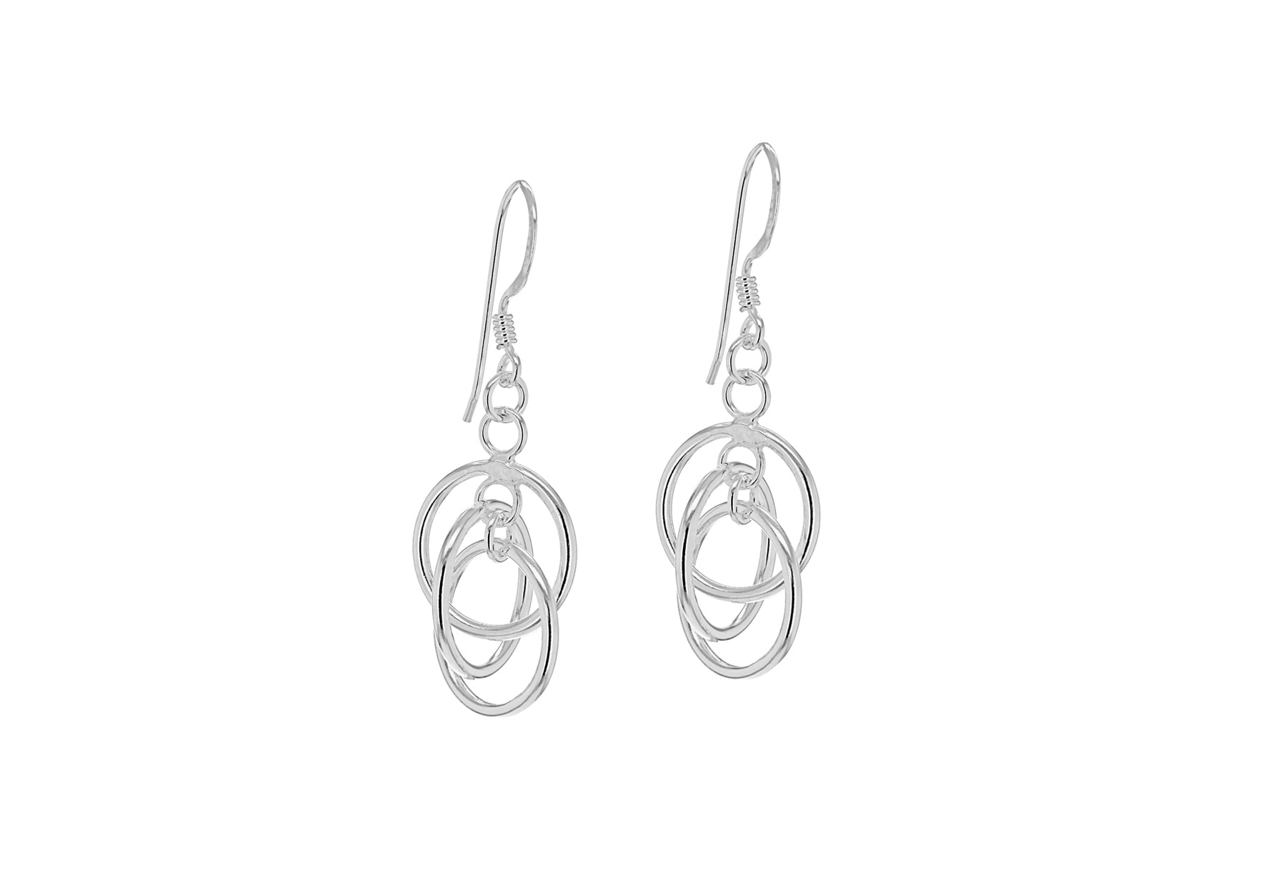 Sterling Silver Floating Circle Drop Earrings