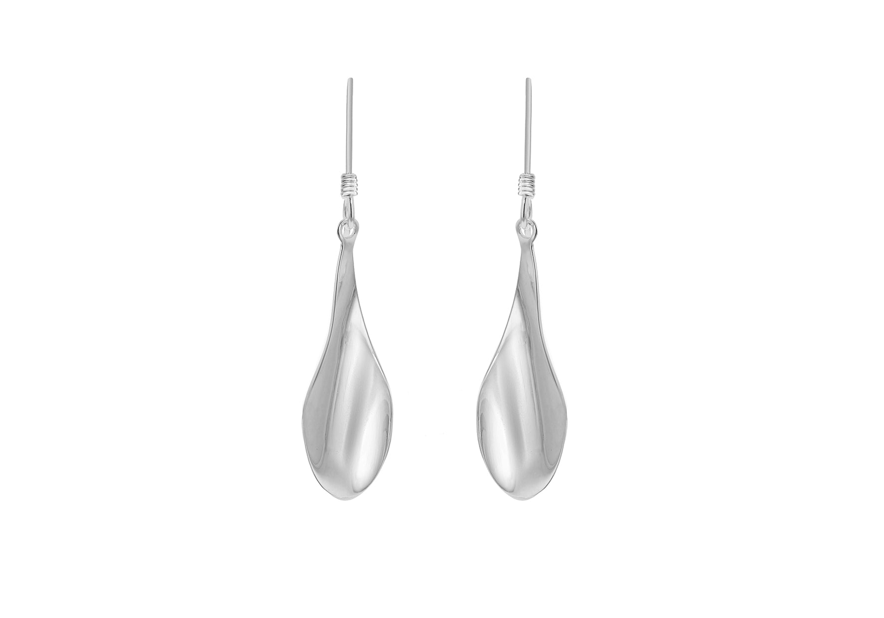 SILVER TWIST SPOON DROP EARRIN9