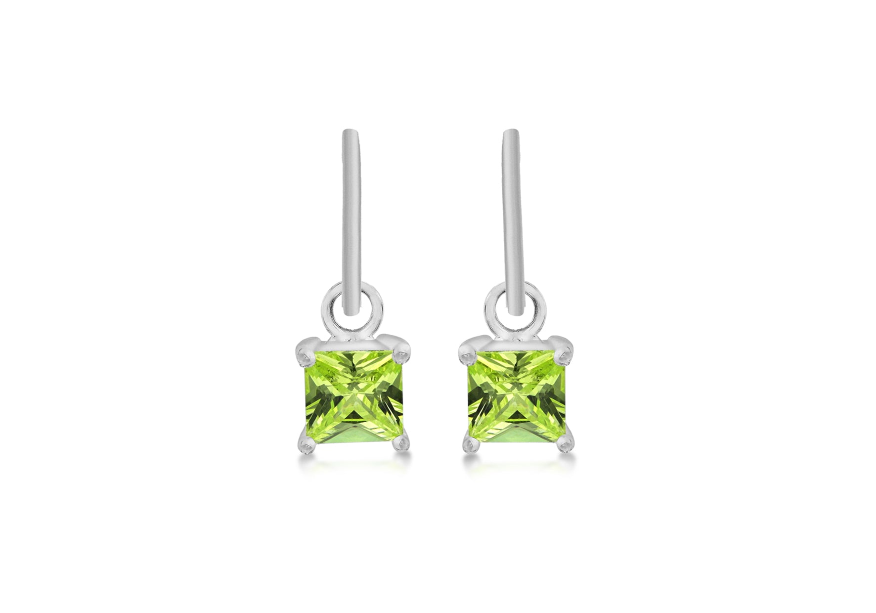 Sterling Silver Square Peridot Gemstone Earrings