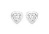 Sterling Silver White Zirconia Heart Stud Earrings