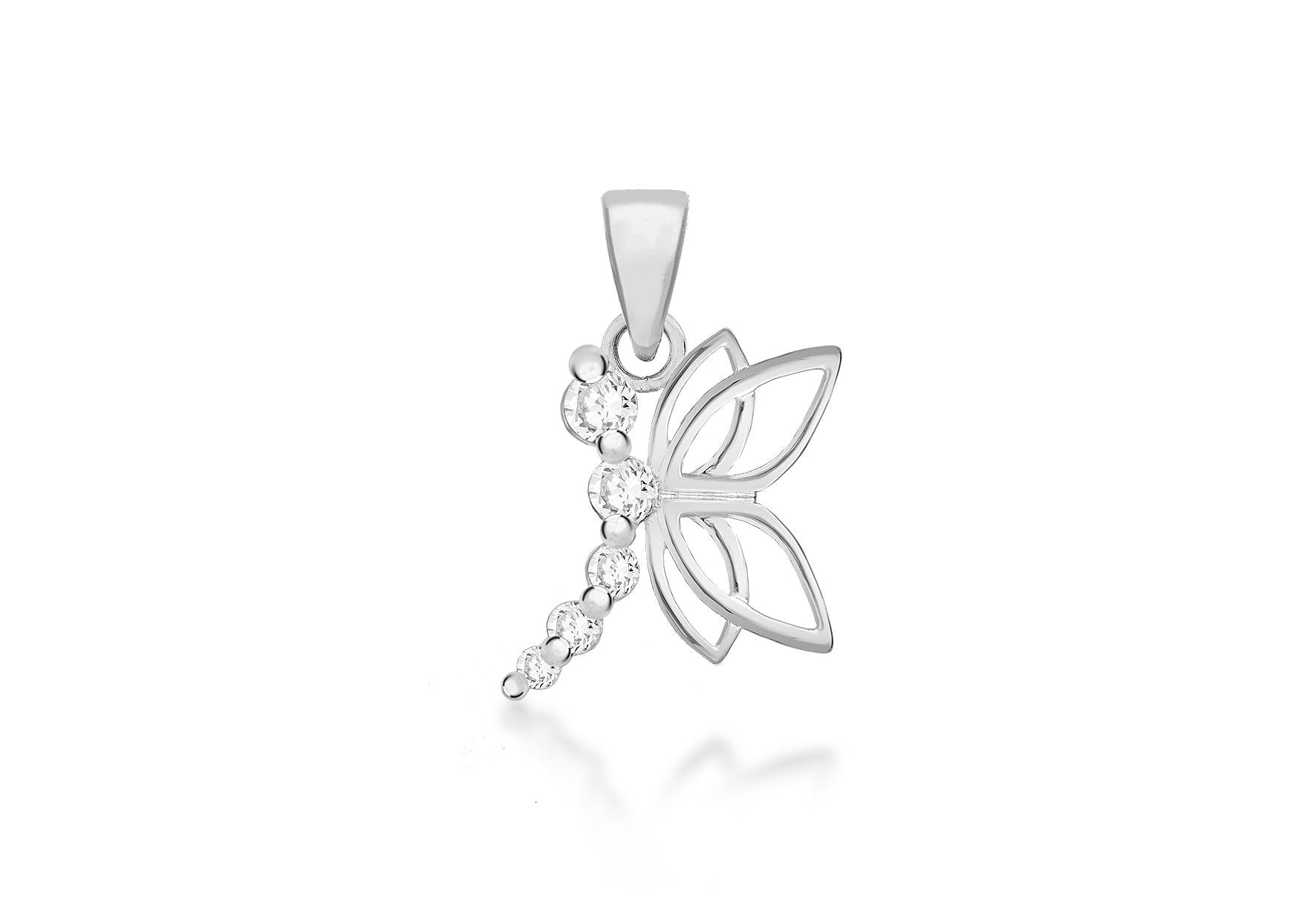 Sterling Silver Zirconia Dragonfly Pendant