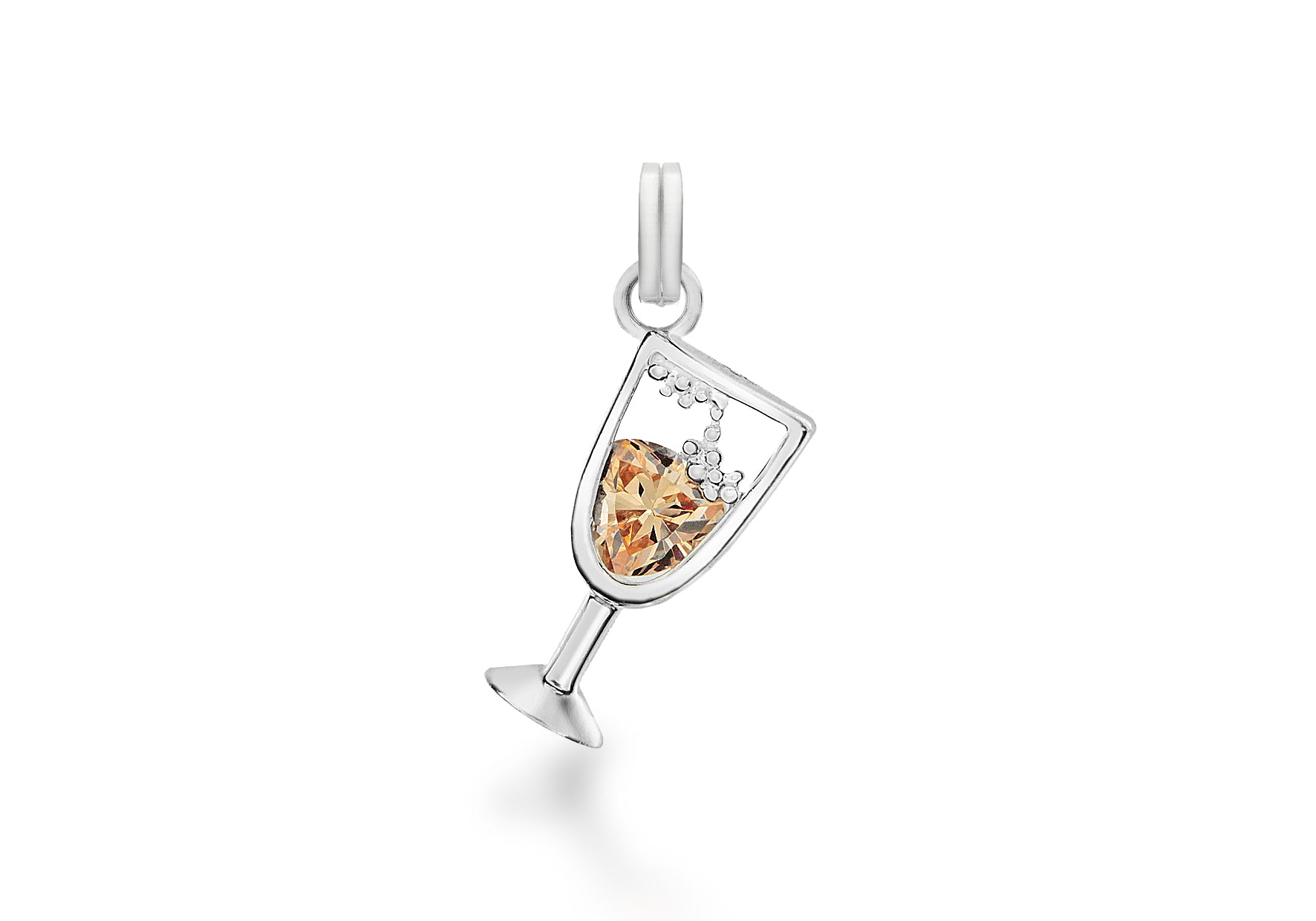 Sterling Silver Orange Zirconia hampagne Crystal Pendant