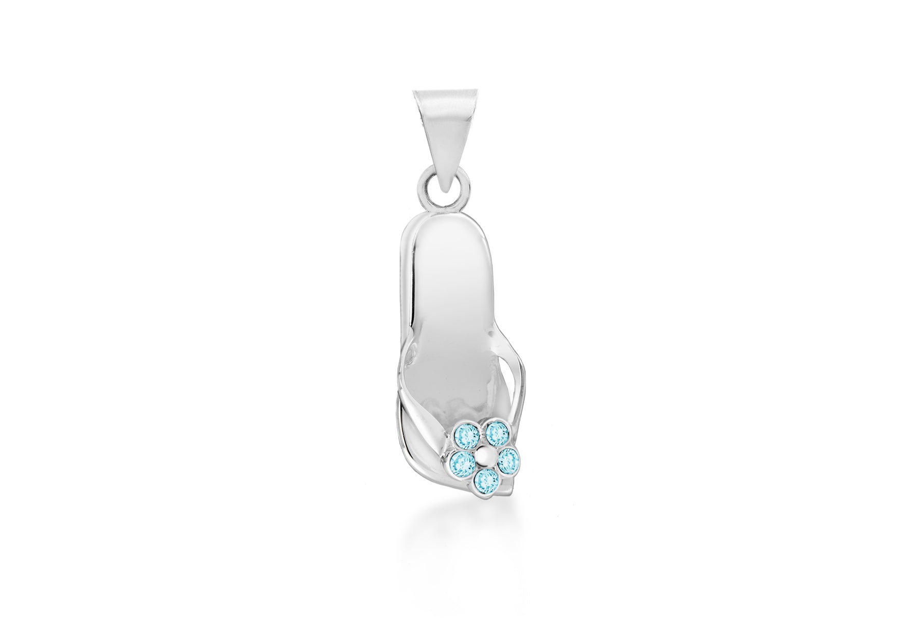 Sterling Silver Blue Zirconia 9mm x 27mm Flip-Flop Pendant