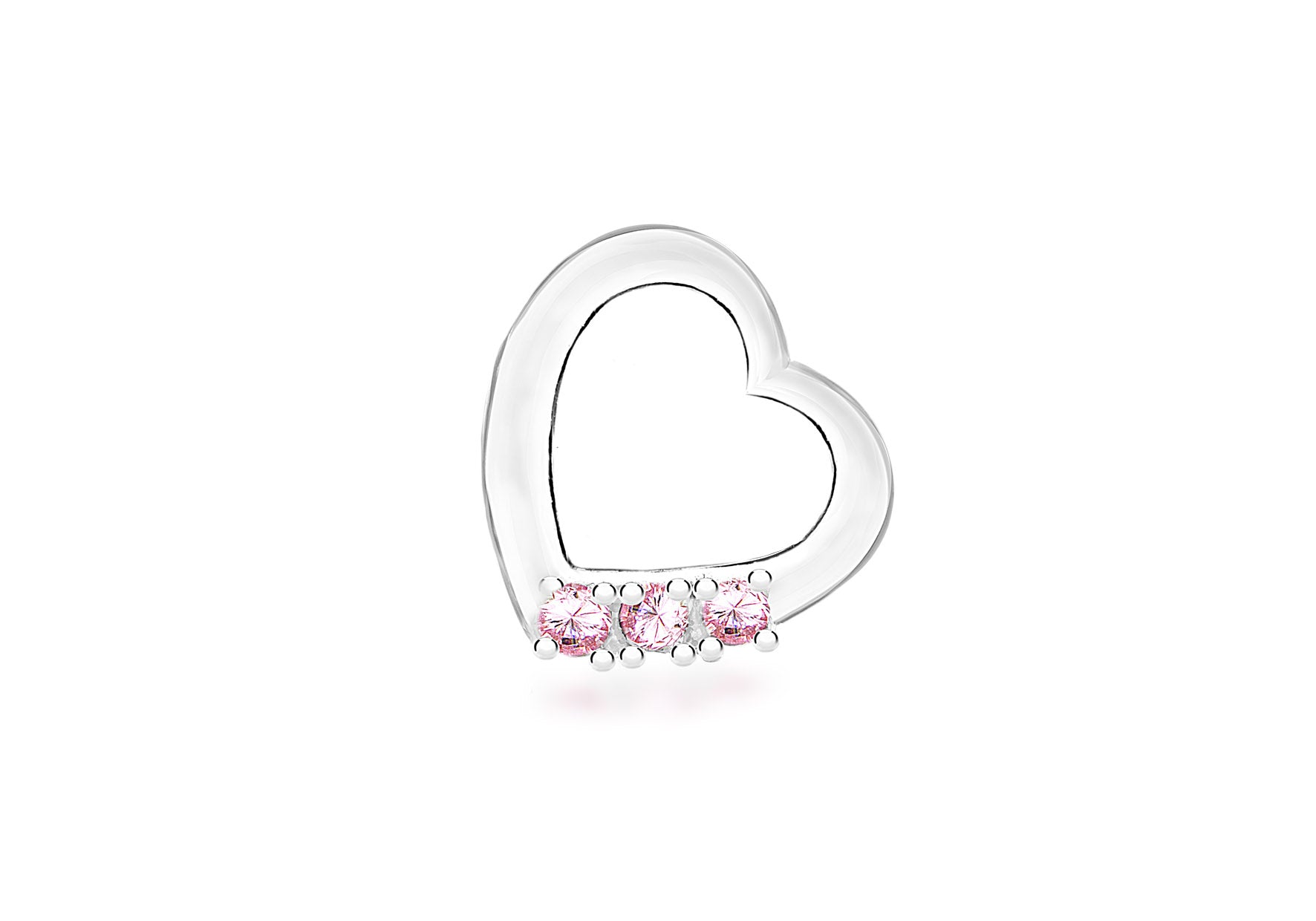 Sterling Silver Pink Zirconia 16mm x 15mm Floating Heart Pendant