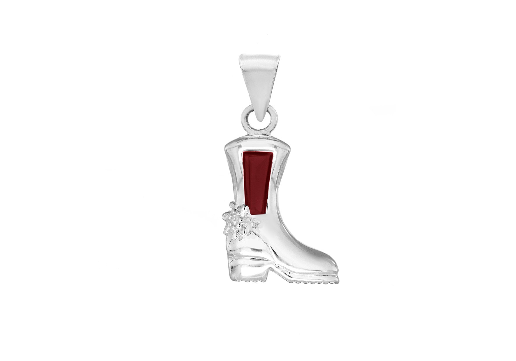 Sterling Silver Red Zirconia Boot Pendant