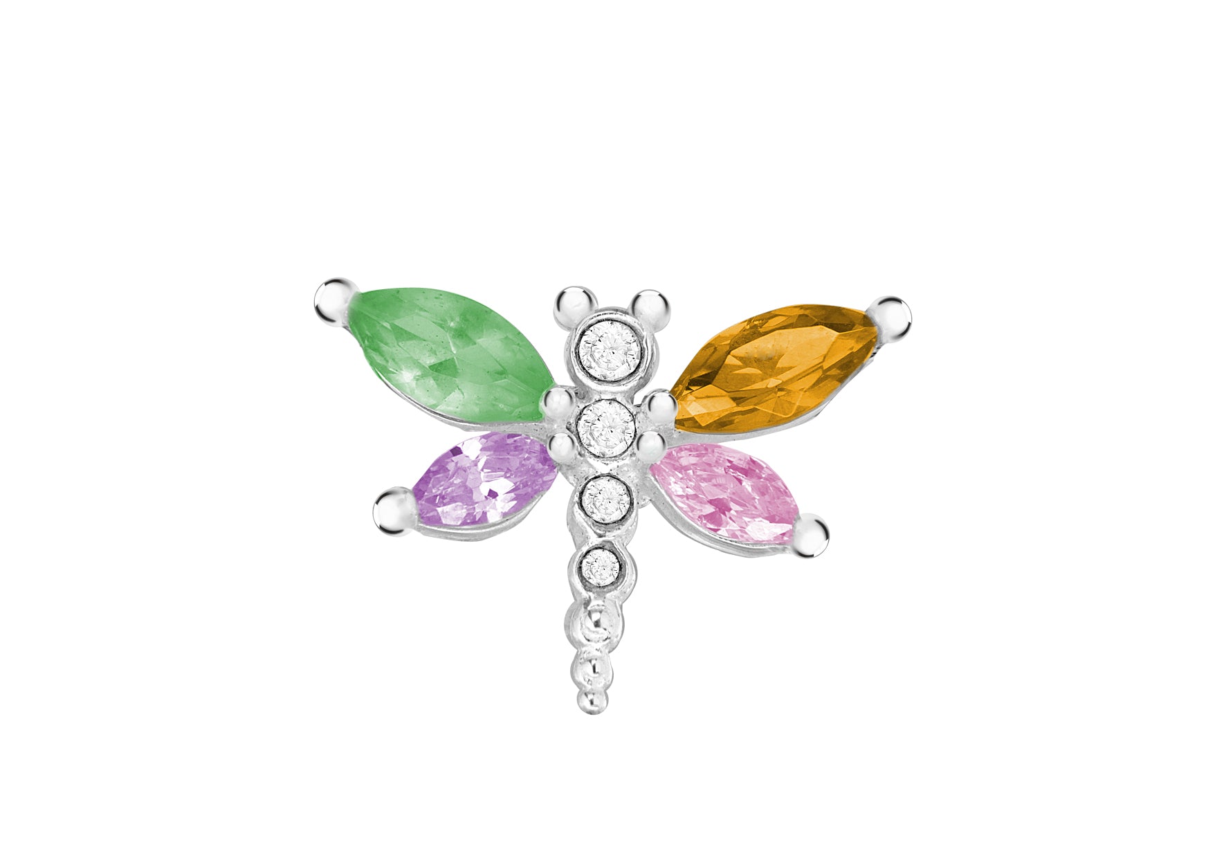 Sterling Silver MultiColoured Zirconia Dragonfly Pendant