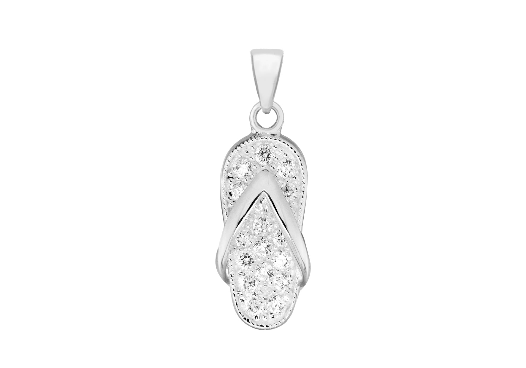 Sterling Silver Zirconia Flip Flop Pendant