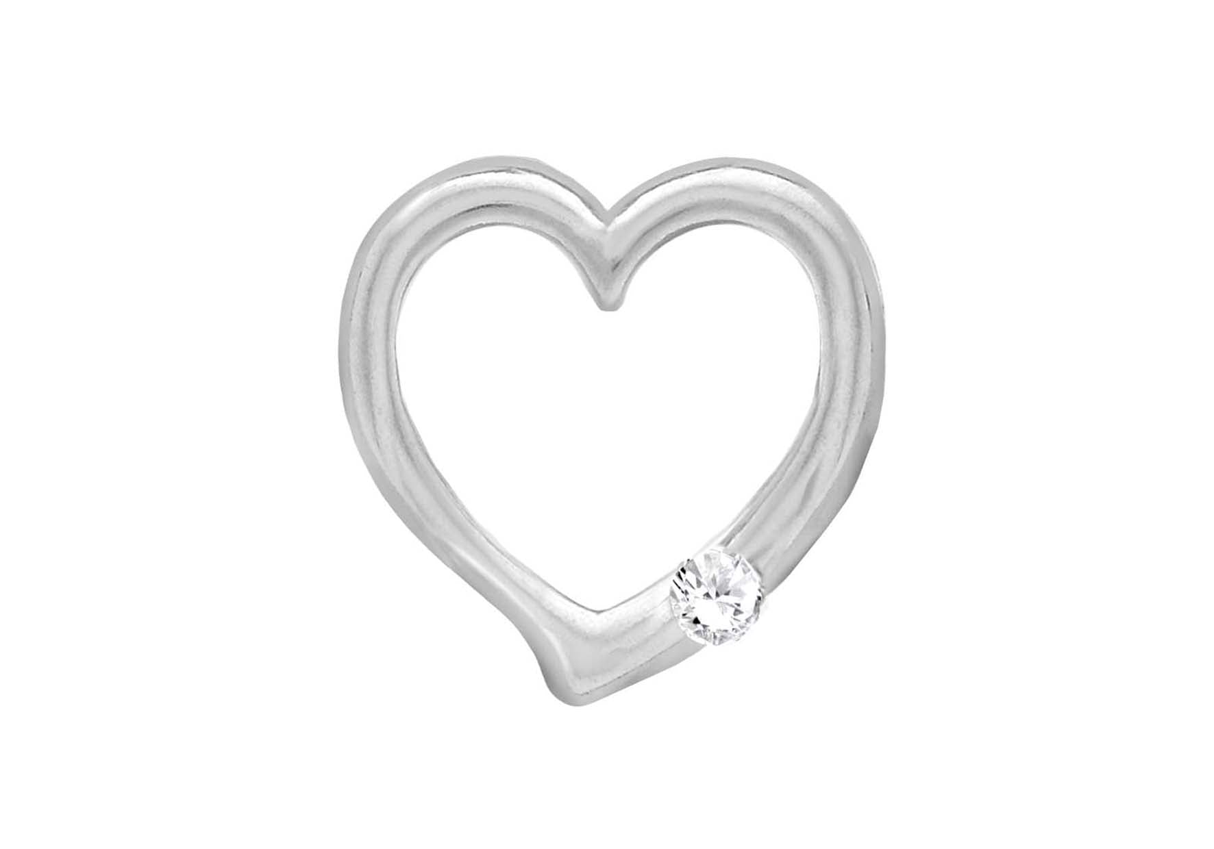 Sterling Silver Zirconia Floating Heart Pendant