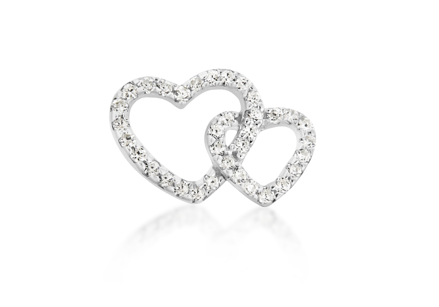 Sterling Silver Zirconia Entwined Hearts Pendant