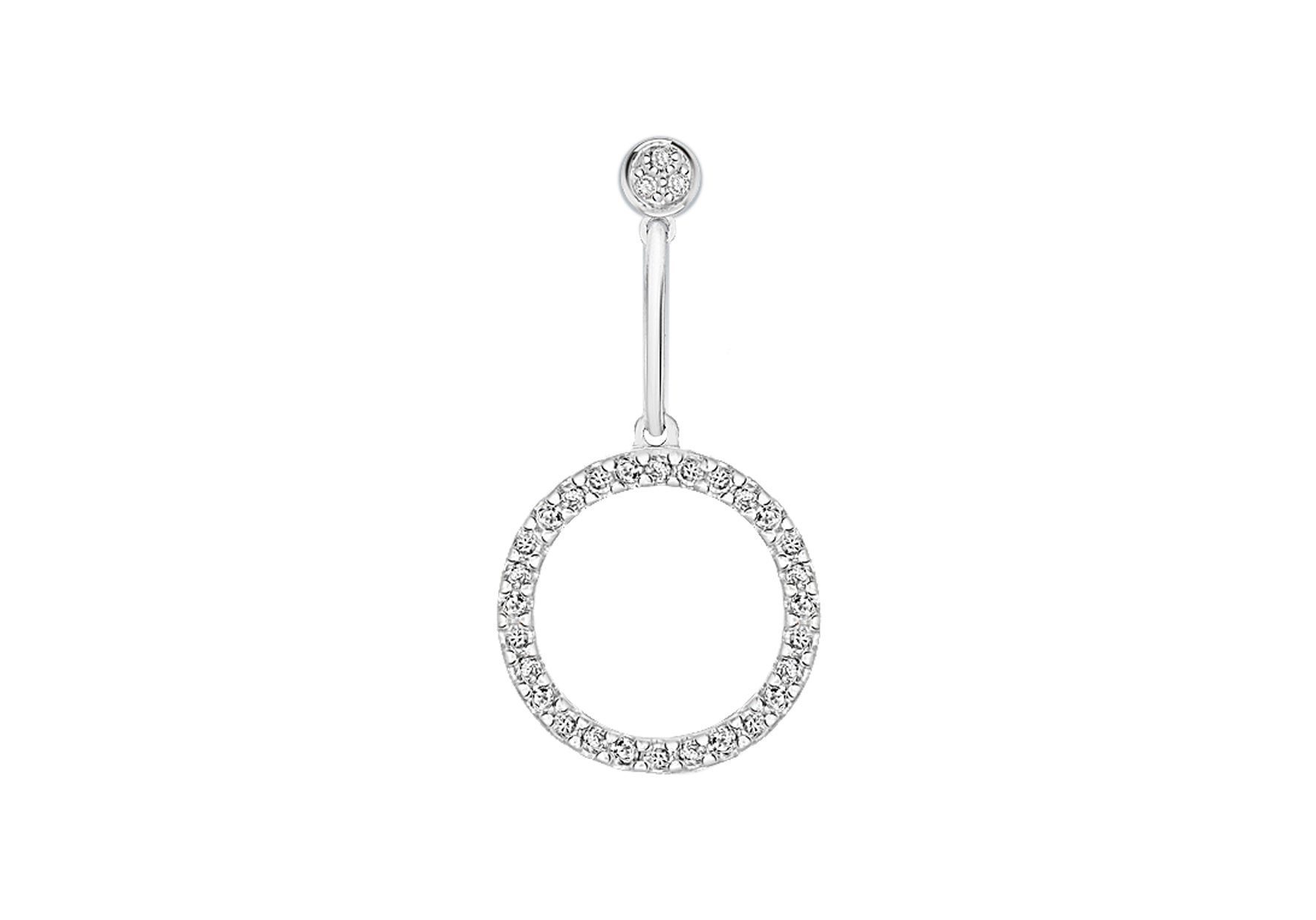 Sterling Silver Zirconia 17.8mm x 36.8mm Ring Drop Pendant