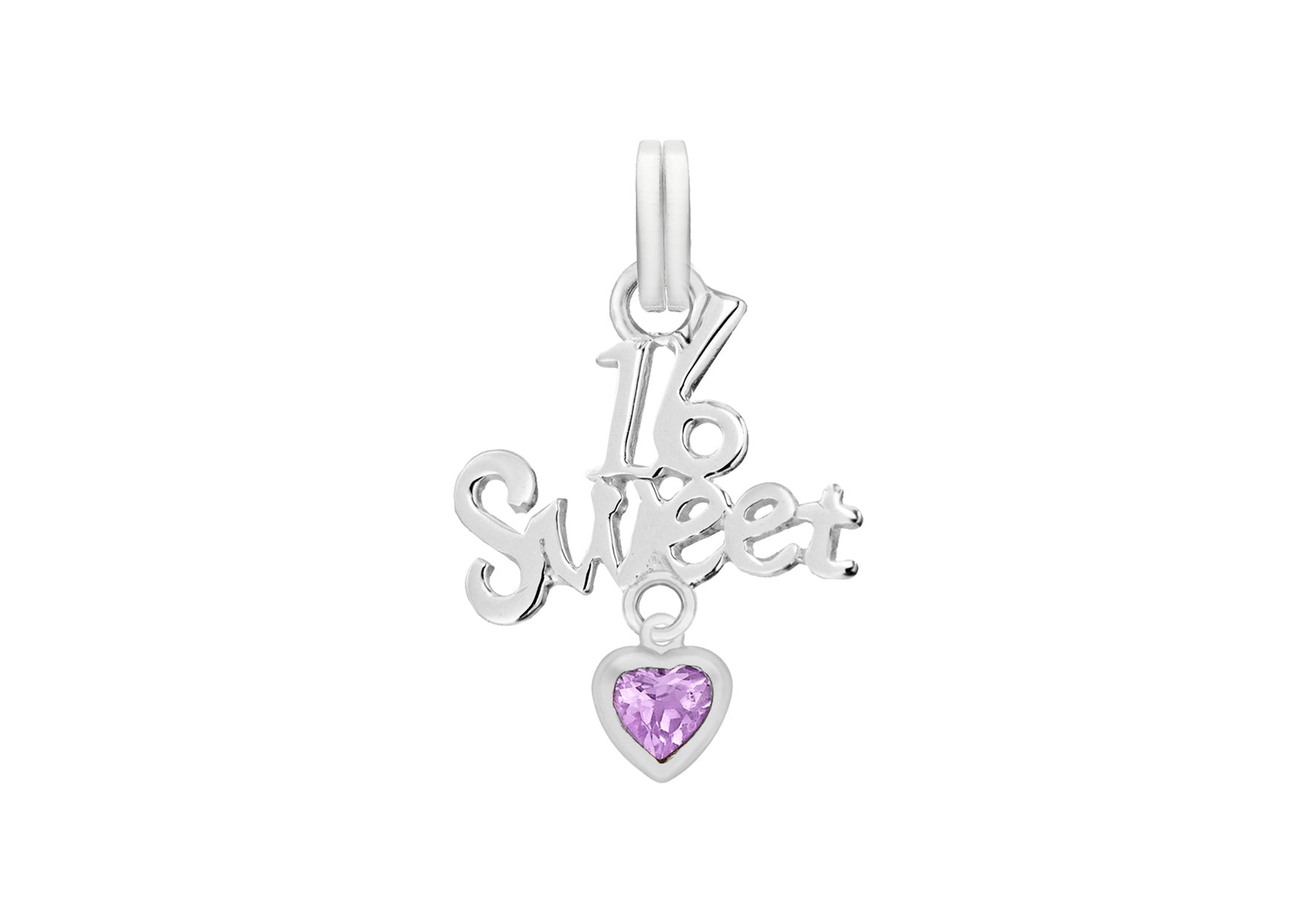 Sterling Silver Pink Zirconia '16 Sweet' Pendant