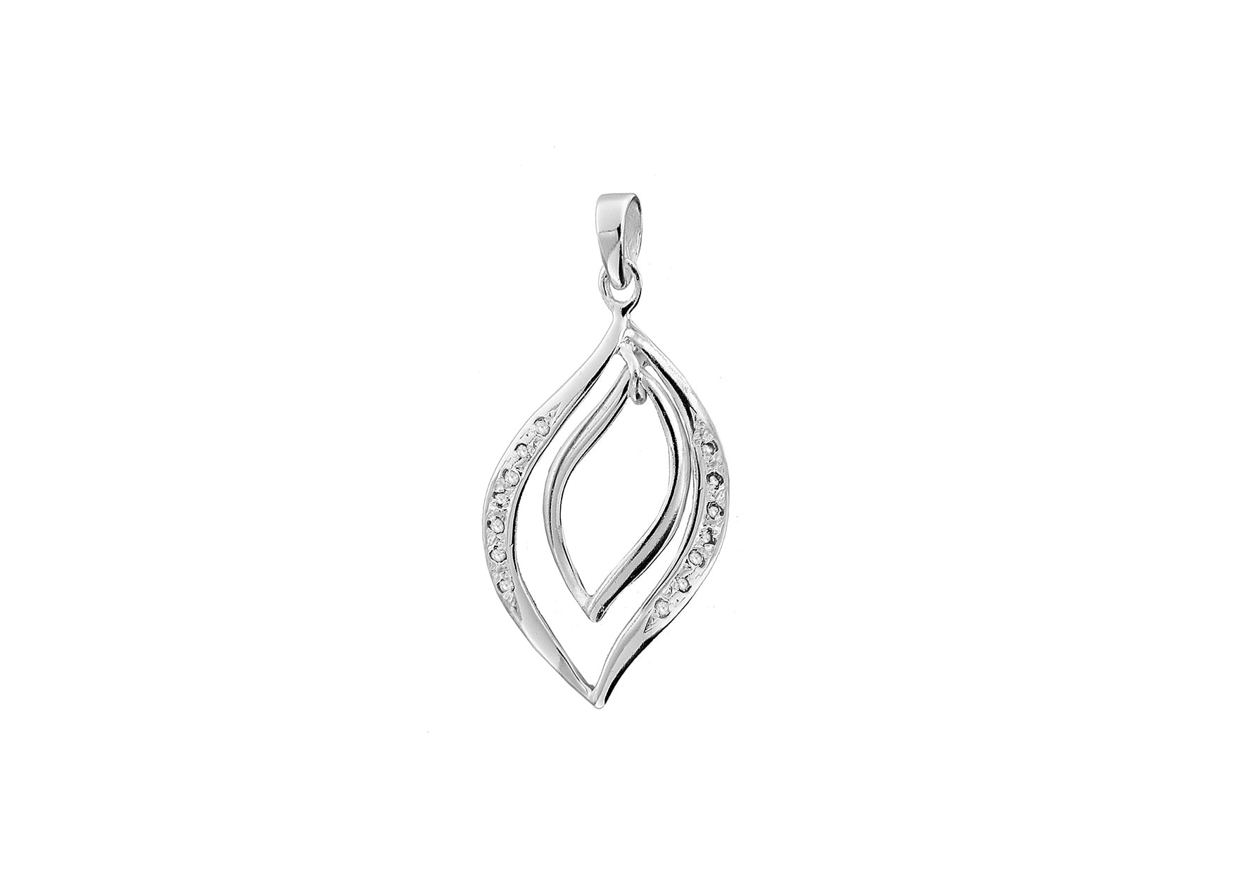 Sterling Silver Zirconia Double Wave Drop Pendant