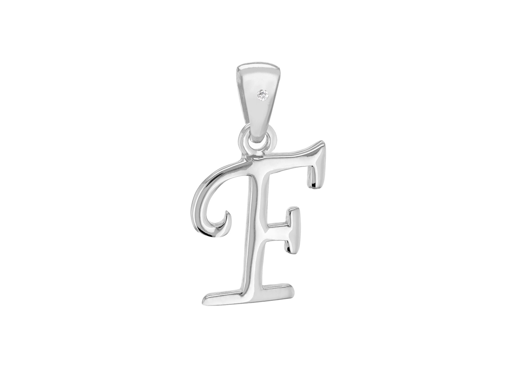 SILVER RHOD DIA F INITIAL Pendant