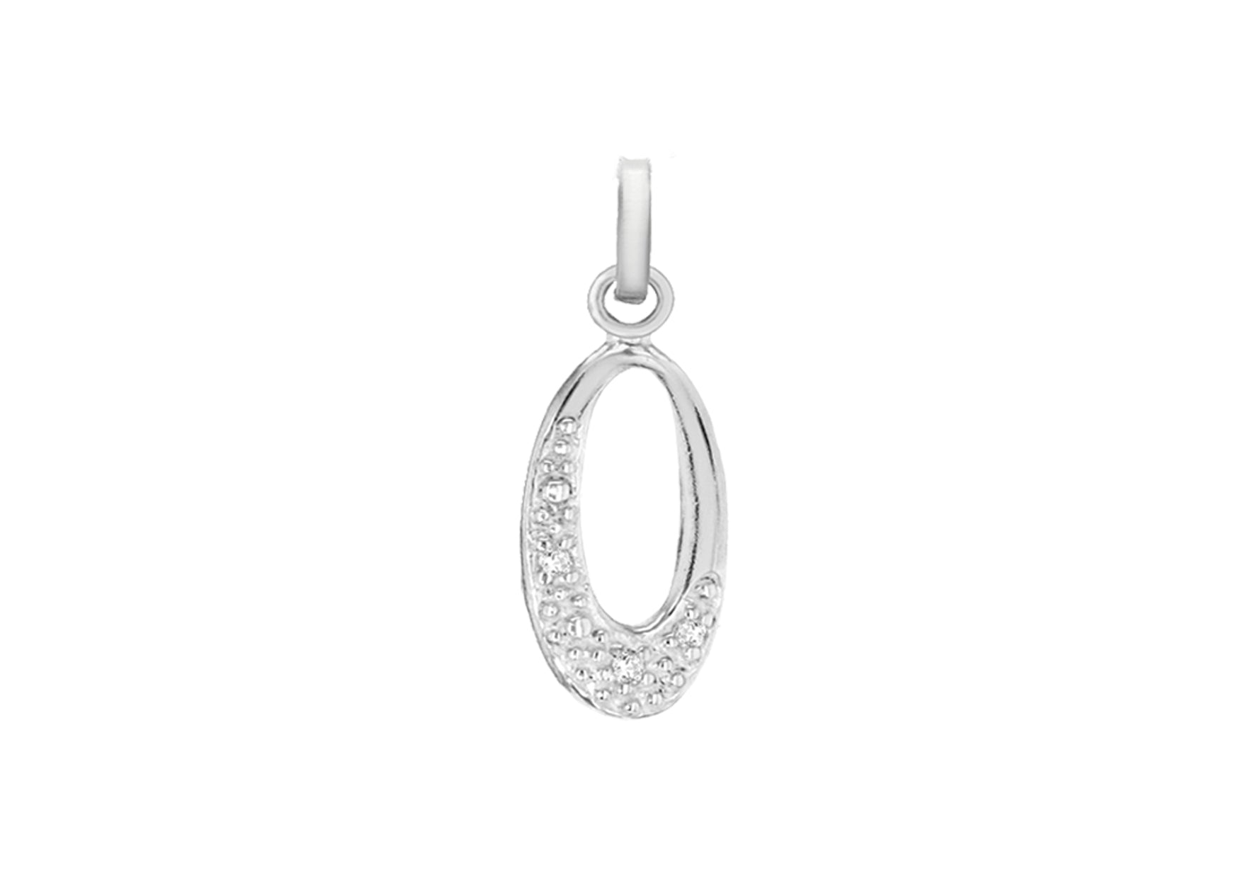 SILVER Zirconia  OPEN OVAL Pendant