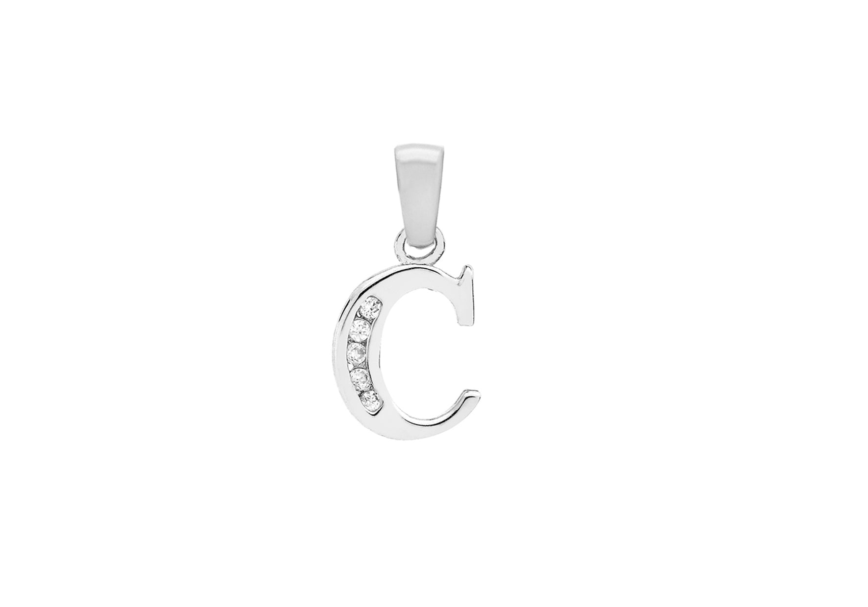 Sterling Silver Zirconia 9.3mm x 18.4mm '' Initial Pendant