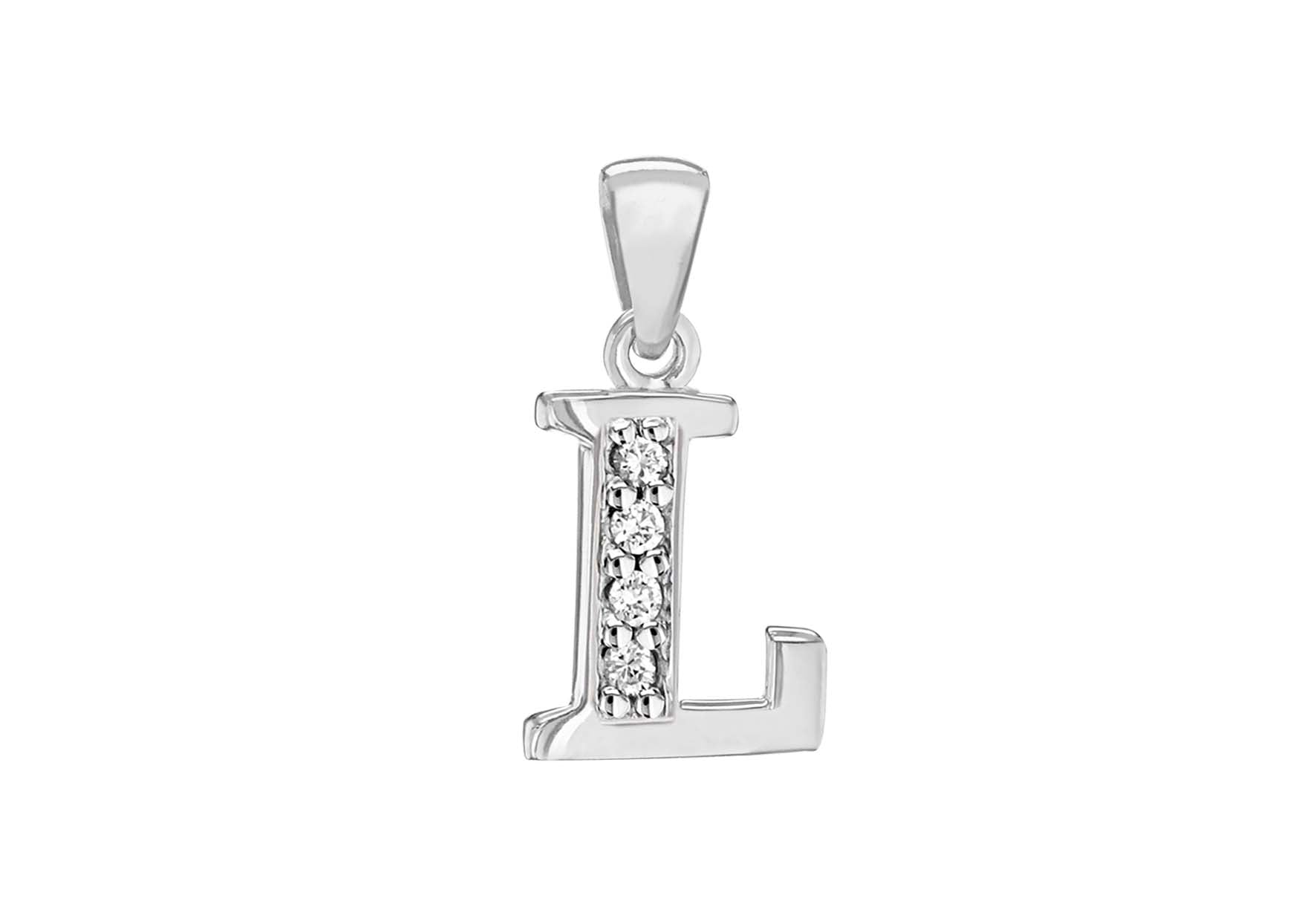 Sterling Silver Zirconia 8.9mm x 17.7mm 'L' Initial Pendant