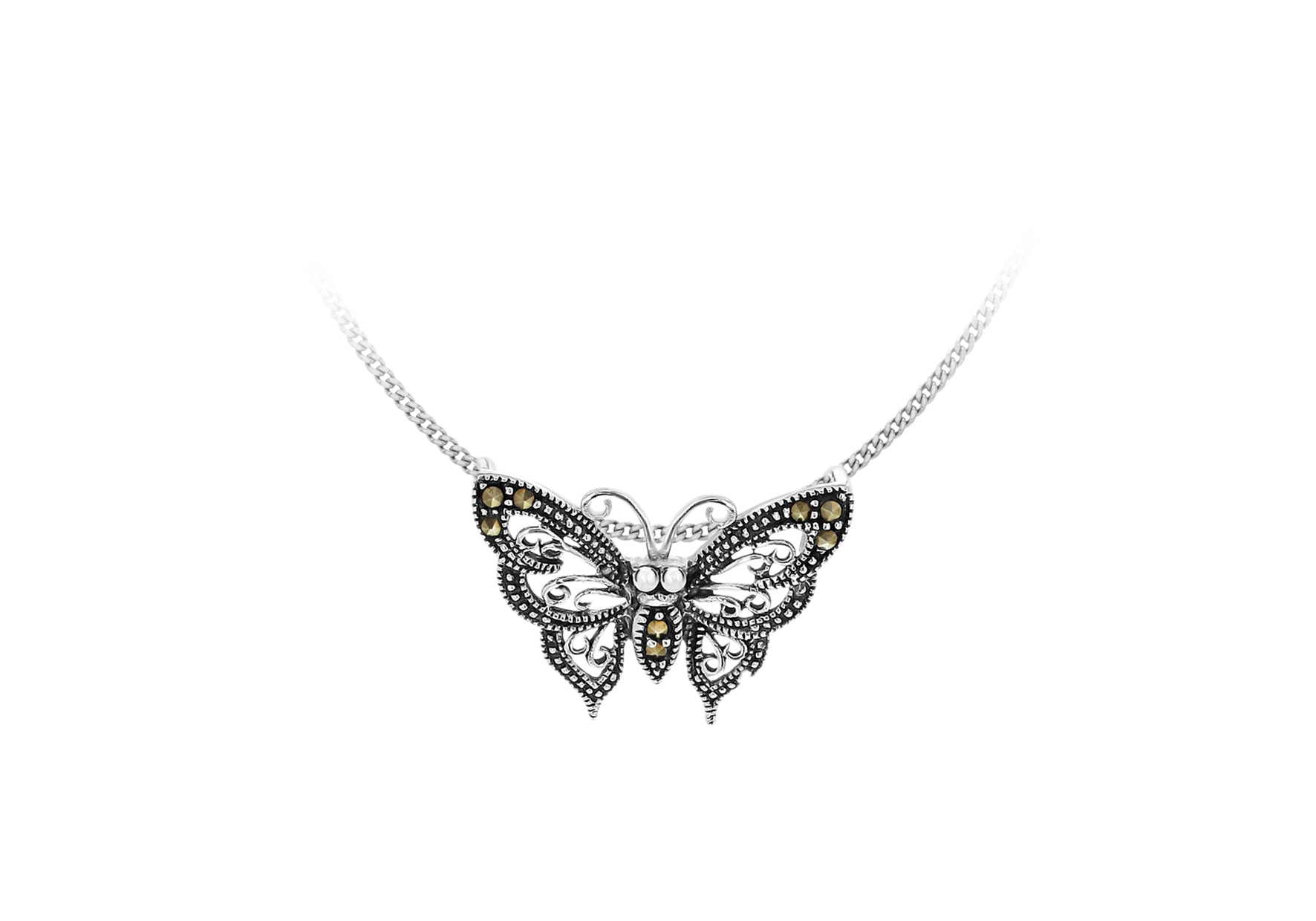 Sterling Silver Marcasite Butterfly Pendant