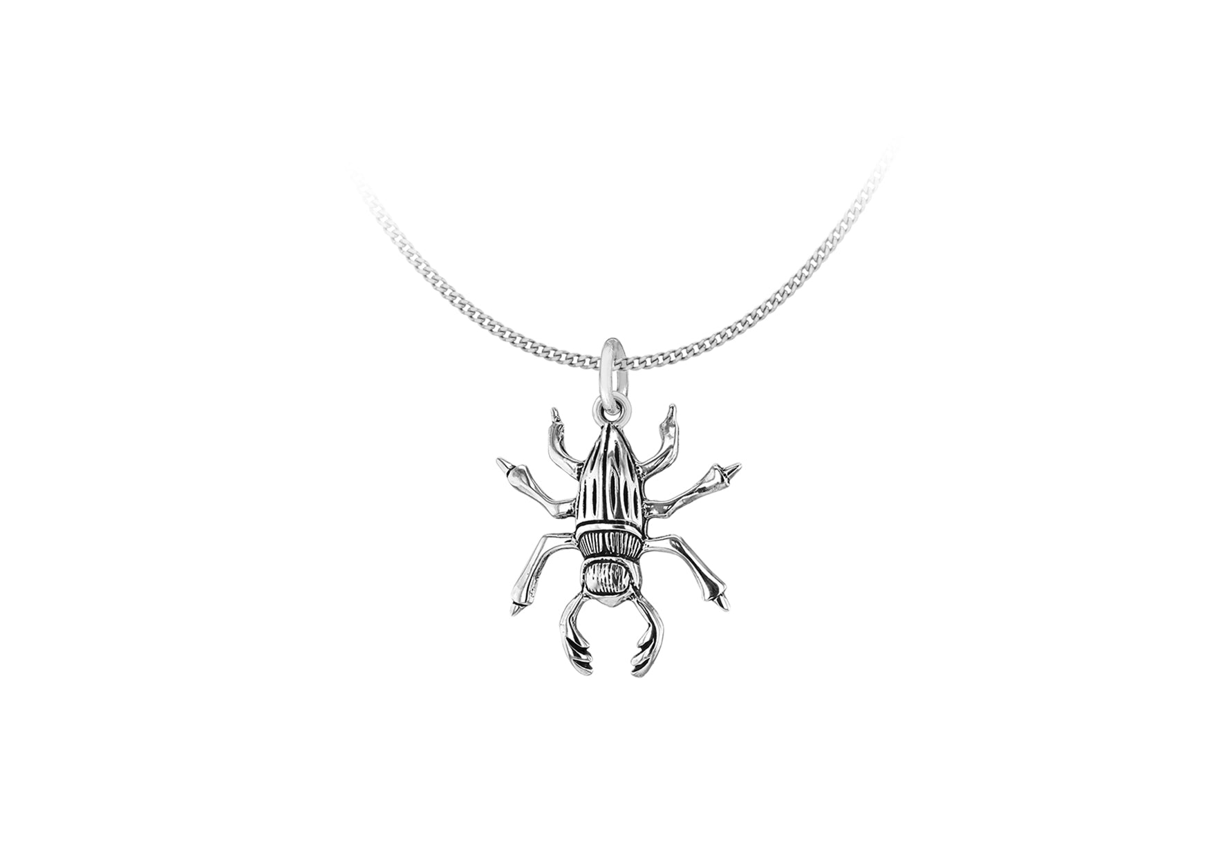 Sterling Silver Oxidised Stag Beetle Pendant