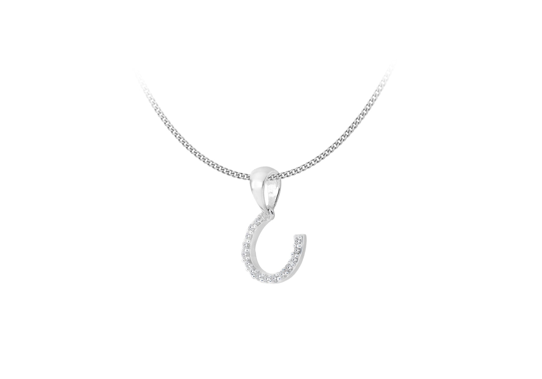 Sterling Silver 0.10ct Diamond Horseshoe Pendant
