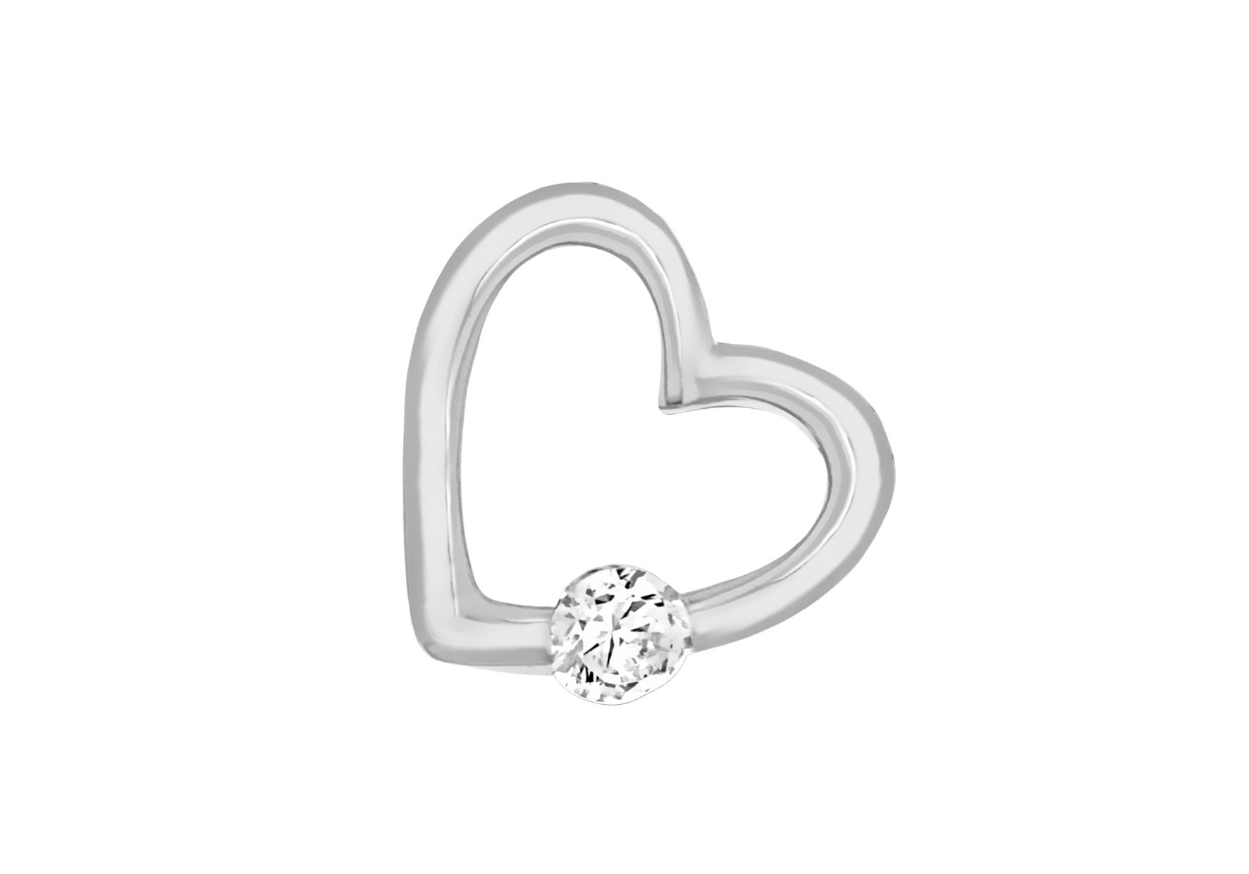 Sterling Silver Zirconia 14mm x 13mm Floating Heart Pendant