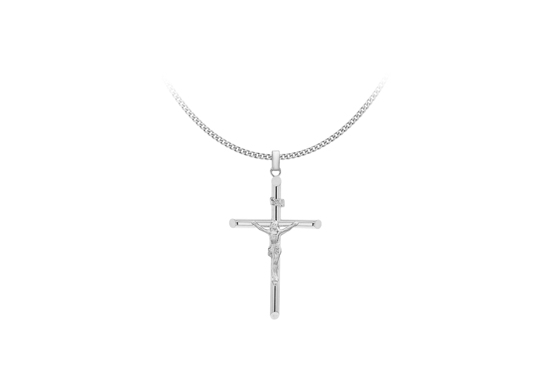 Sterling Silver 40mm x 70mm Crucifix Pendant