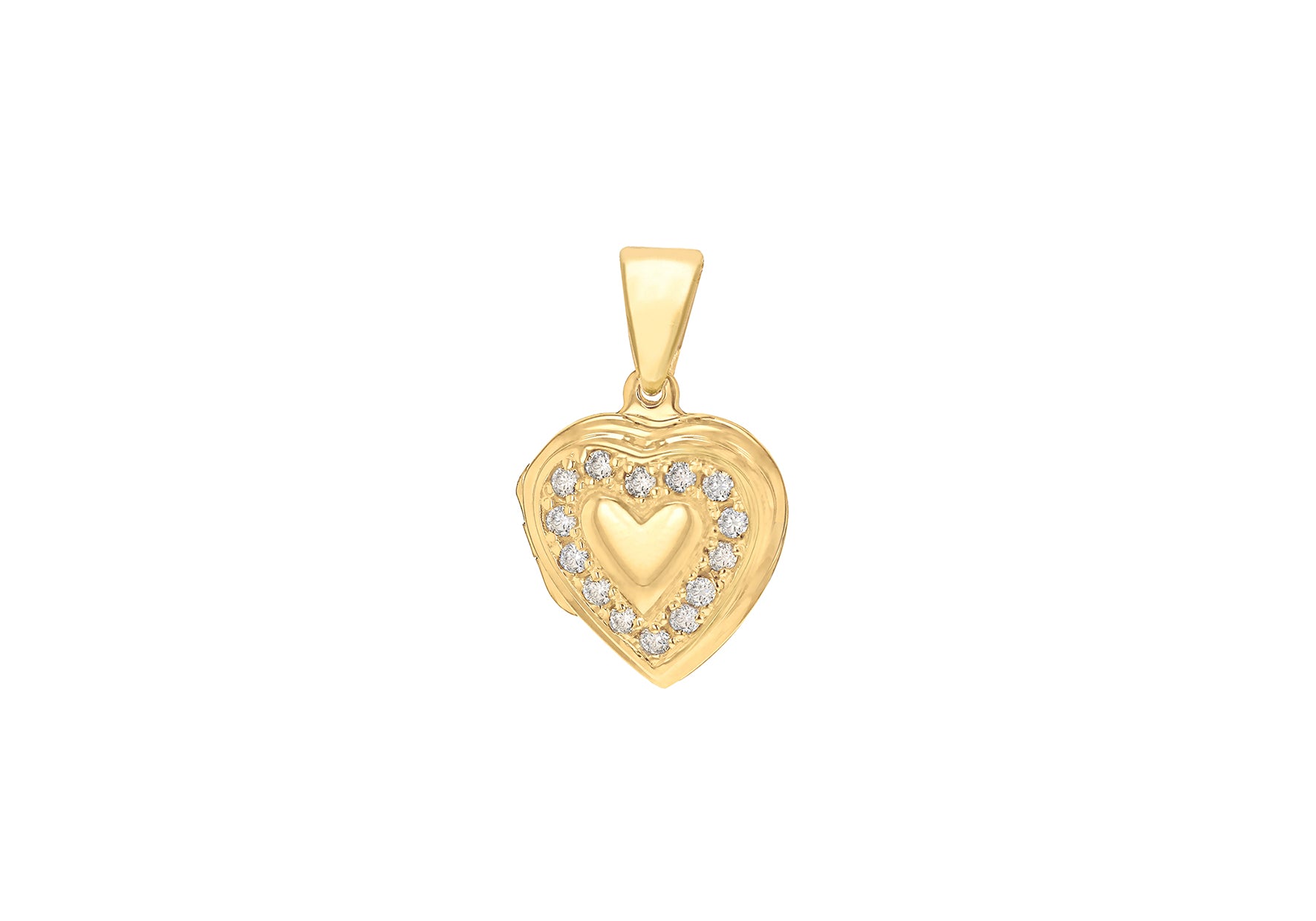 Sterling Silver Yellow Gold Plated Zirconia Heart Locket Pendant