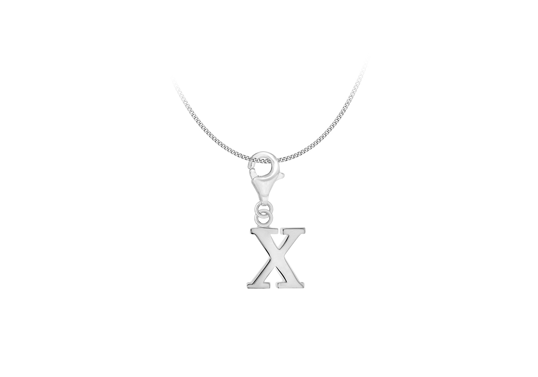 Sterling Silver Plain 'X' Lobster-lasp Initial Charm9