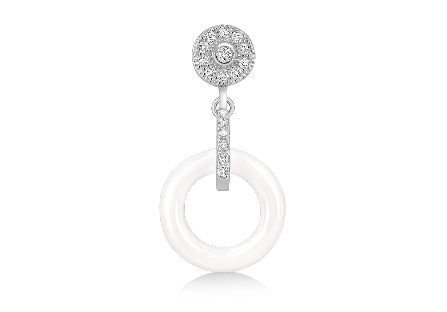 Sterling Silver Rhodium Plated White Ceramic Zirconia Set Cluster Pendant