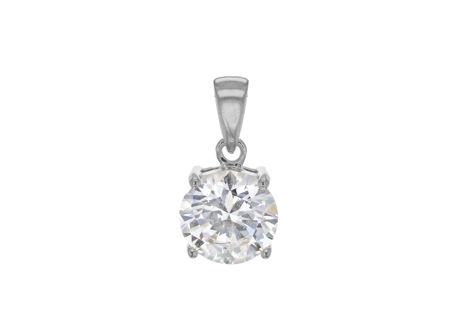 Sterling Silver Round Zirconia Stone Claw Set Pendant