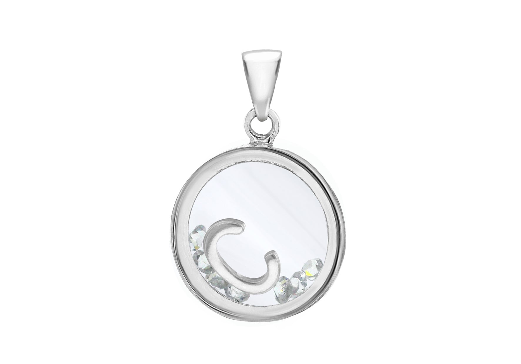 Sterling Silver Zirconia Stones '' Initial Floating ase Pendant