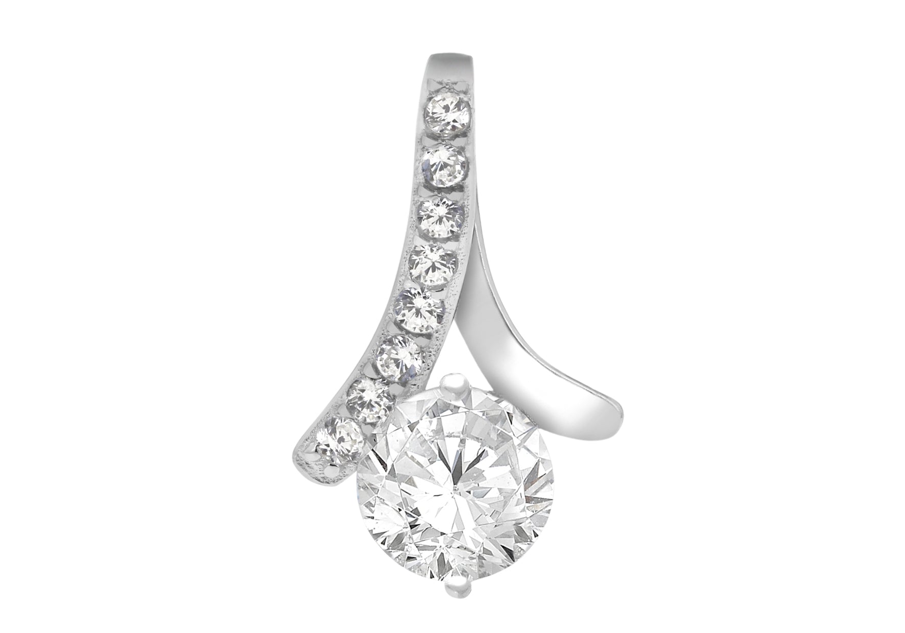 Sterling Silver Rhodium Plated 7mm Zirconia Pendant