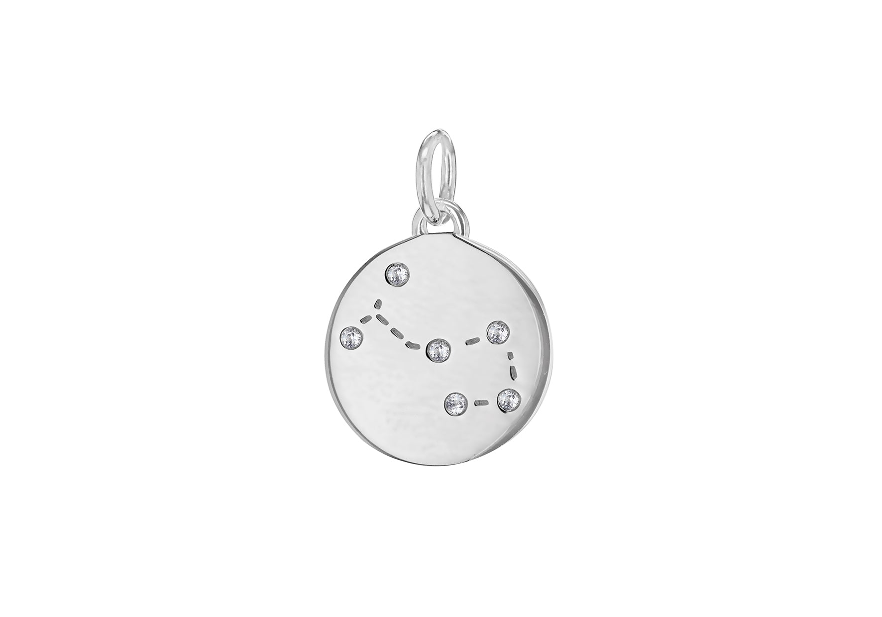 Sterling Silver Zirconia 12mm x 18.5mm Sorpio Constellation Disc Pendant