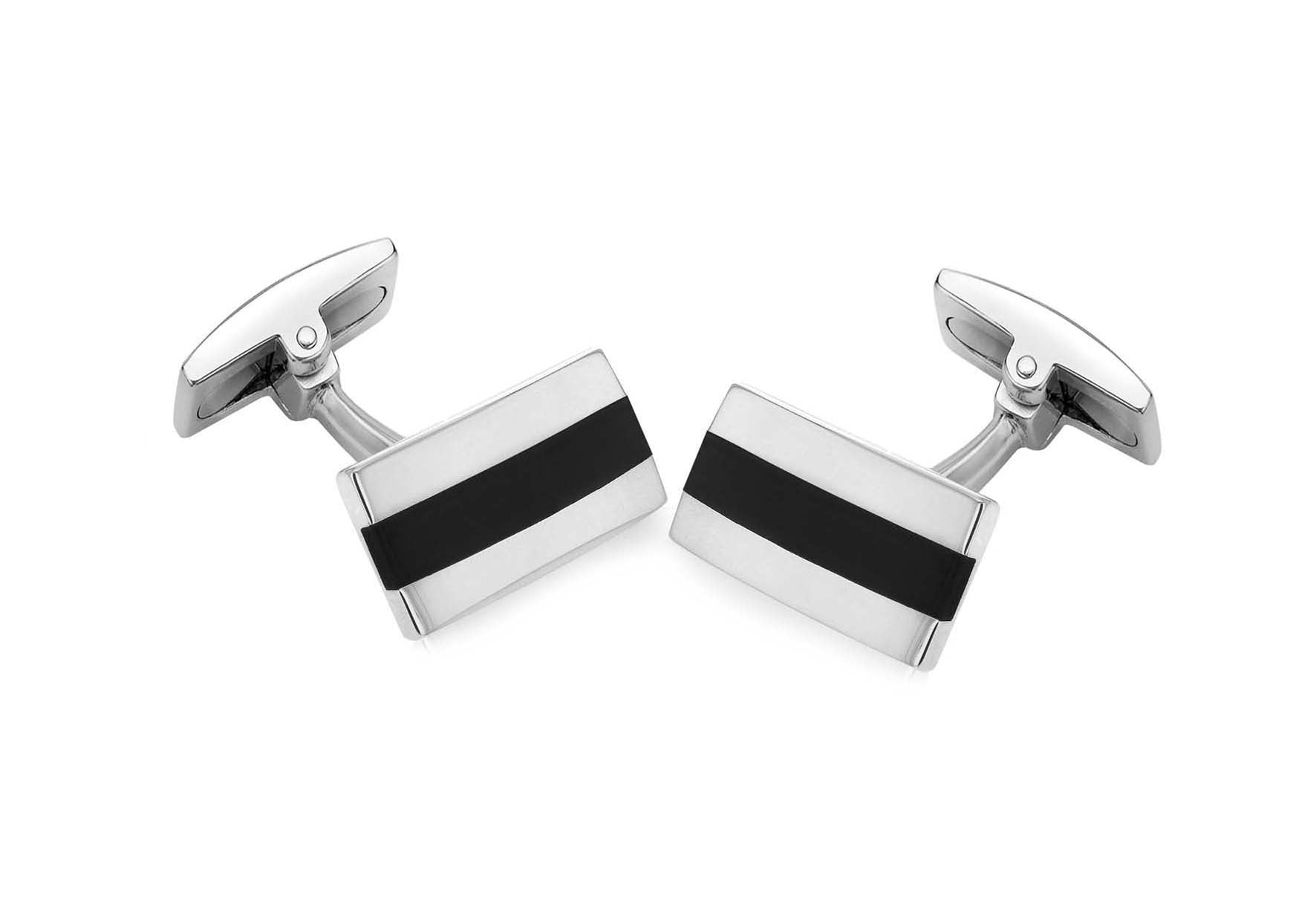 Sterling Silver Black Agate Cufflinks