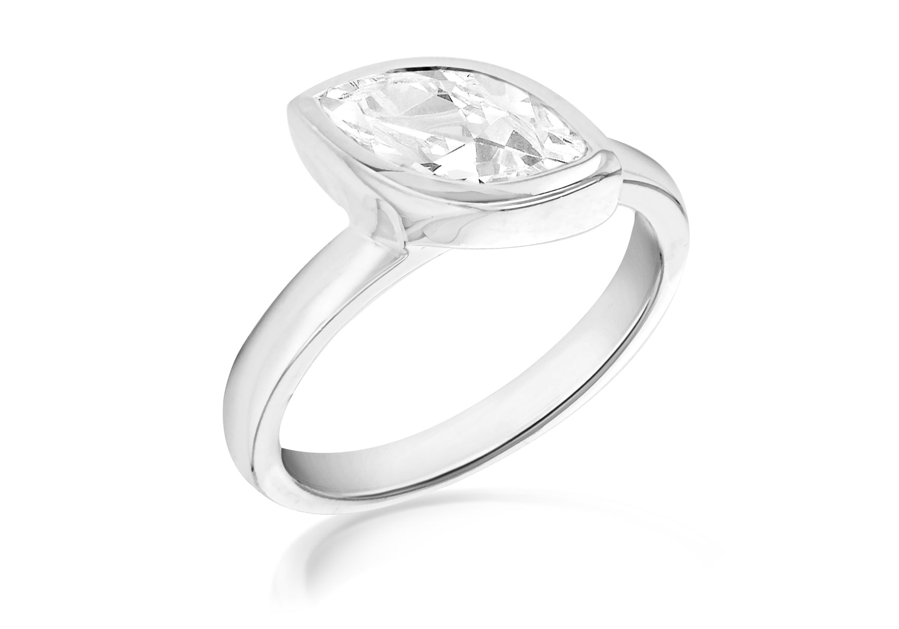 Sterling Silver White Zirconia Stone Set Marquise S Ring