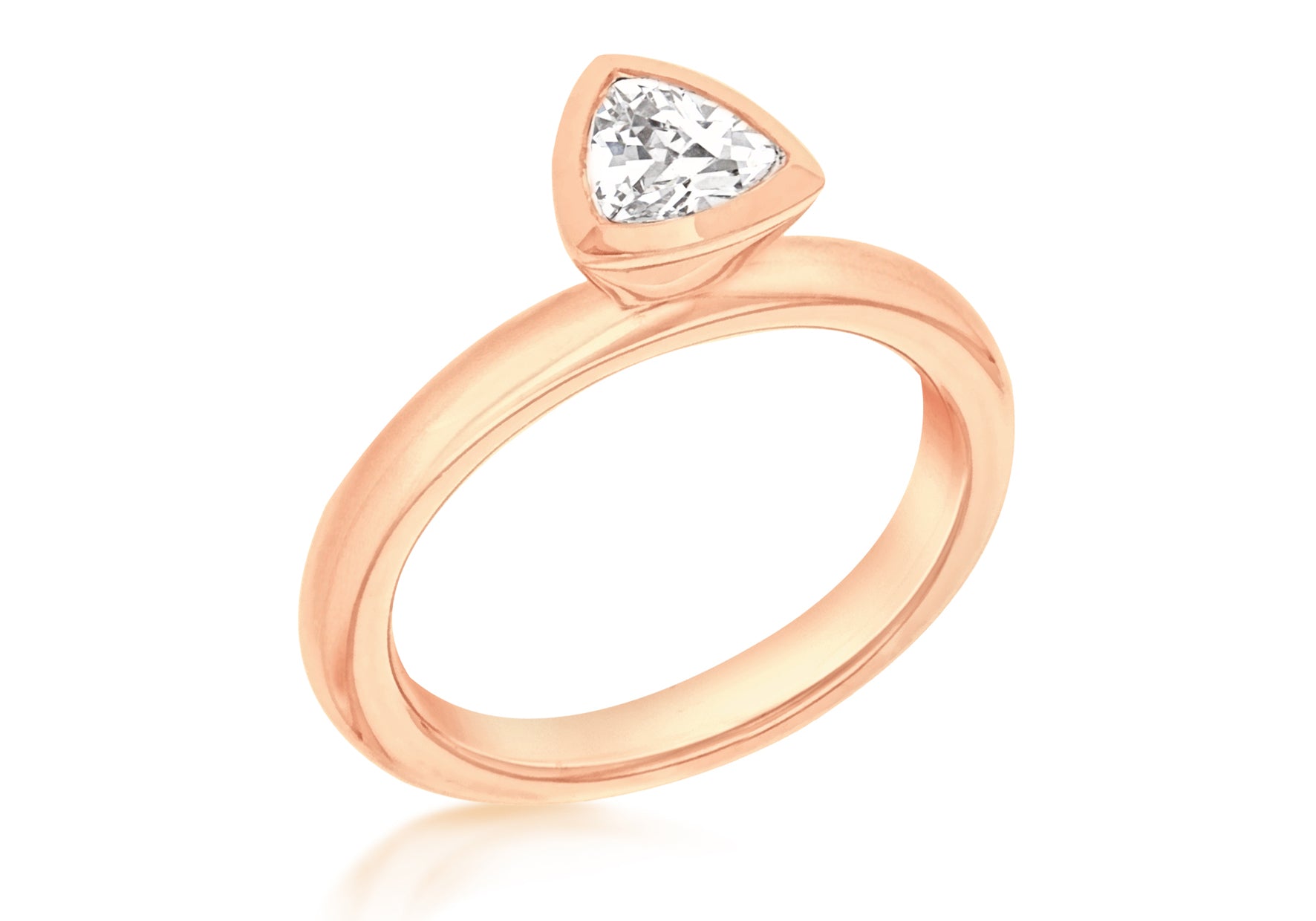 Sterling Silver Rose Gold Plated Triangular White Zirconia Stacking Ring
