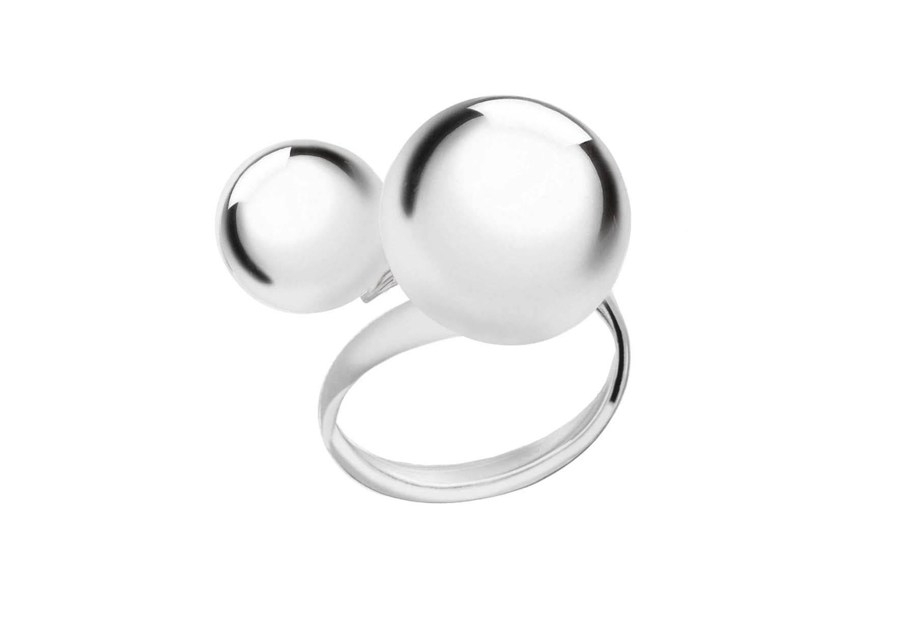 Sterling Silver Two Ball Adjustable Ring