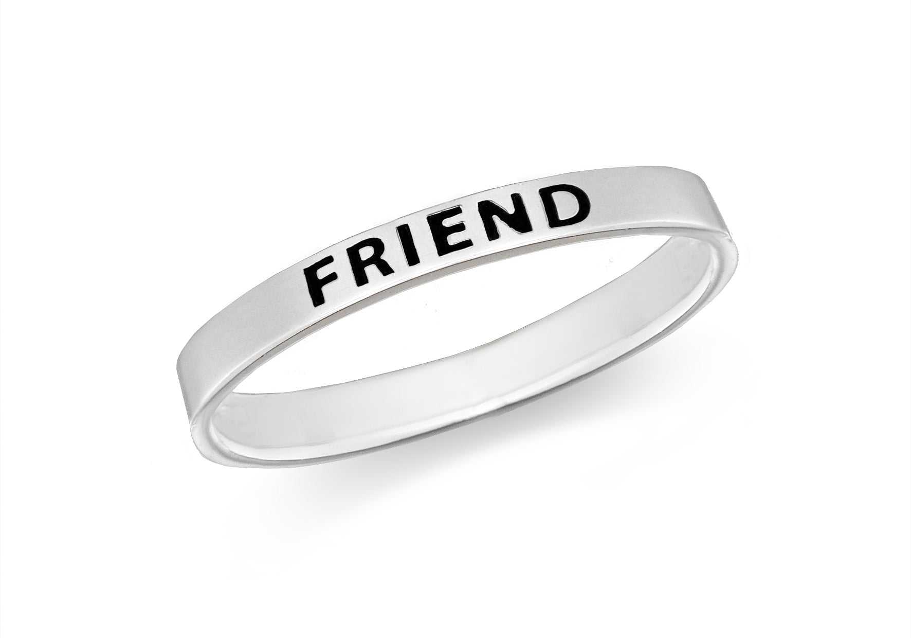 Sterling Silver 'Friend' Message Band Ring