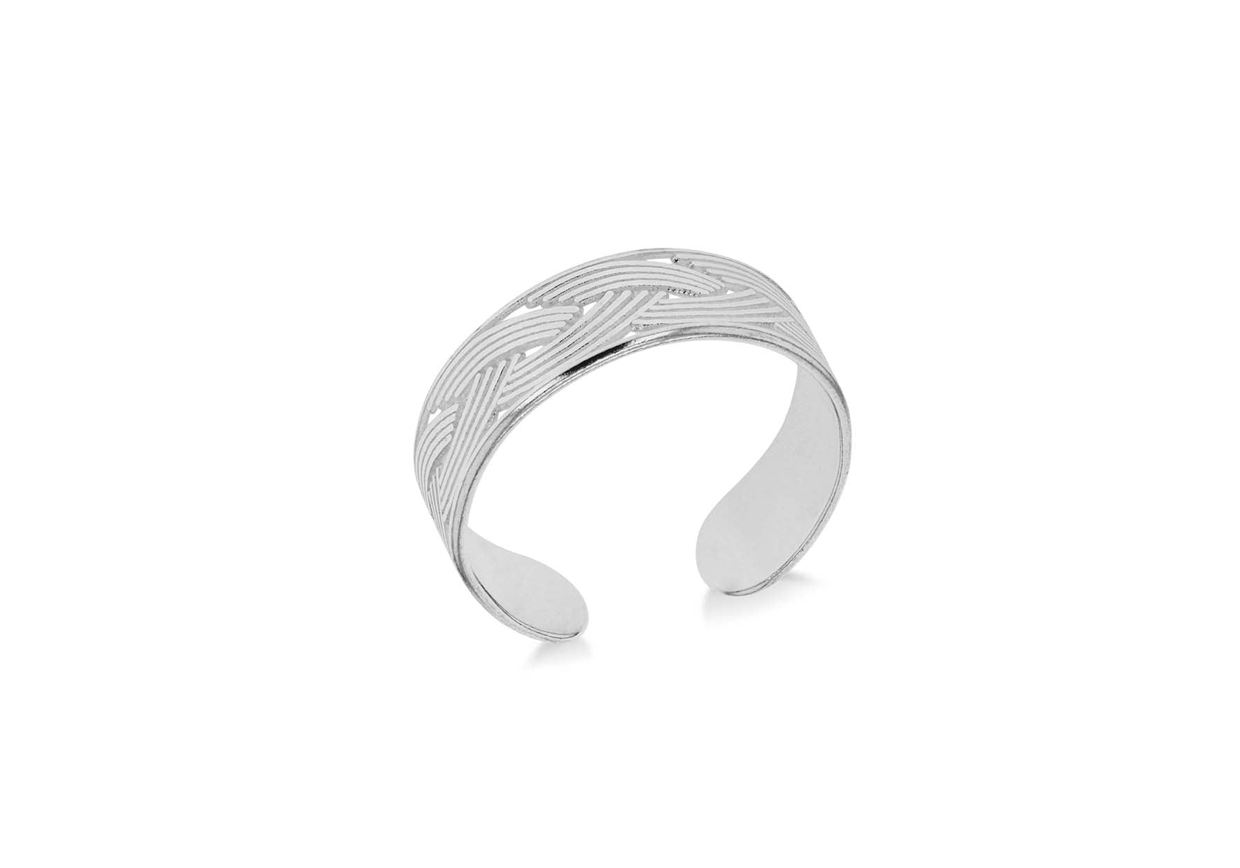 Sterling Silver Plaited Adjustable Open Toe Ring
