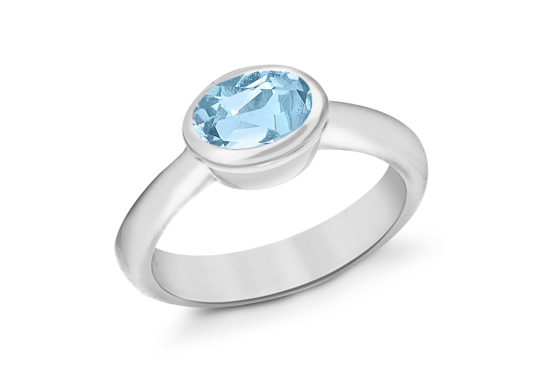 SILVER OVAL SKY BLUE Zirconia Ring