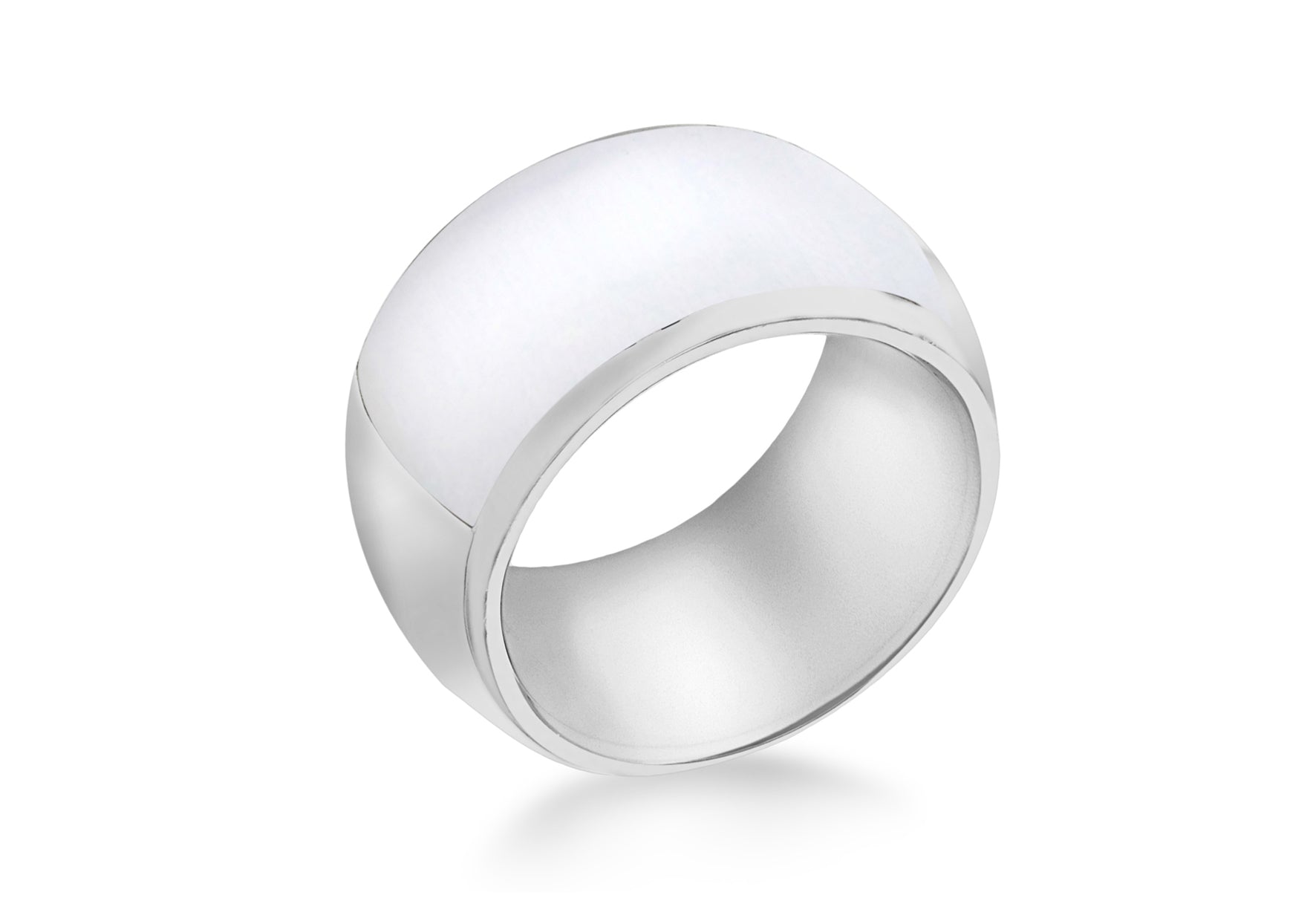 Sterling Silver White Wide Catseye Ring