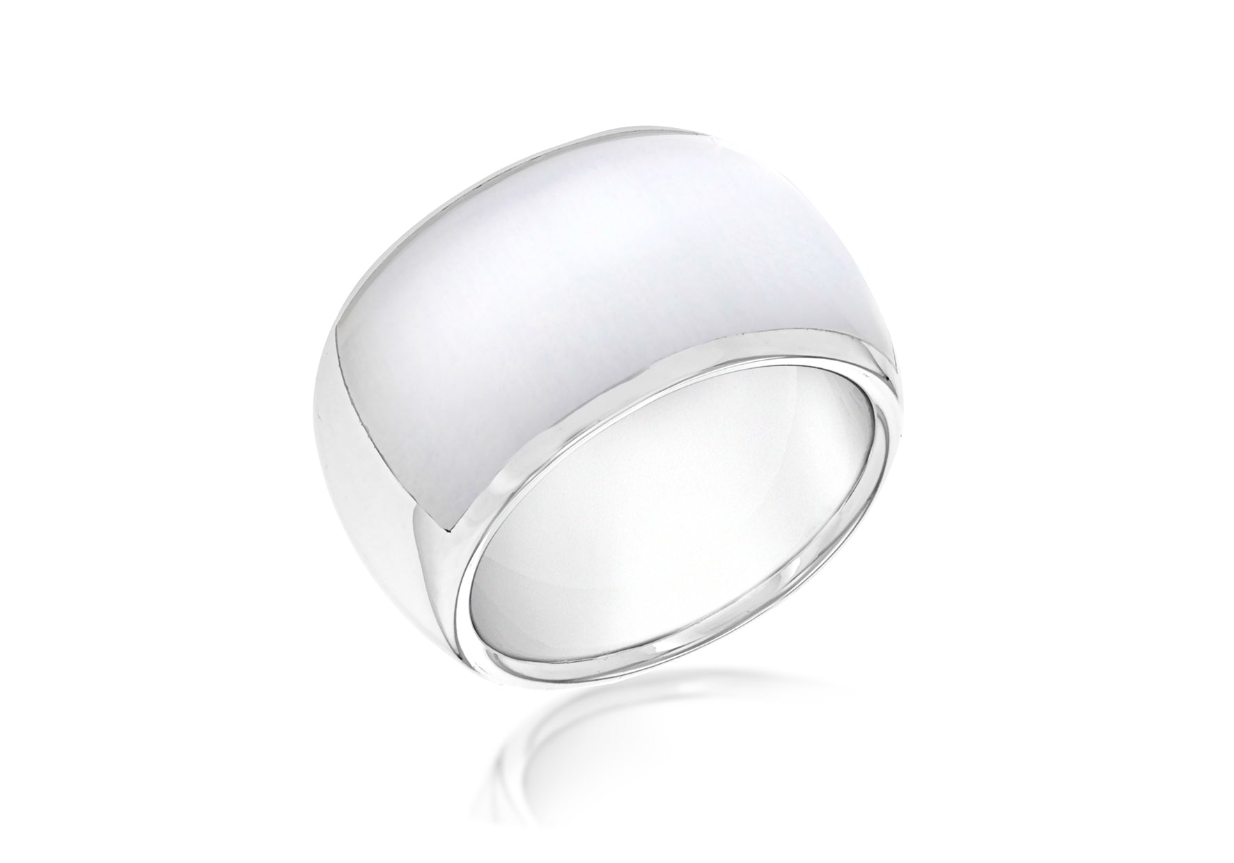 Sterling Silver White Cats Eye Ring